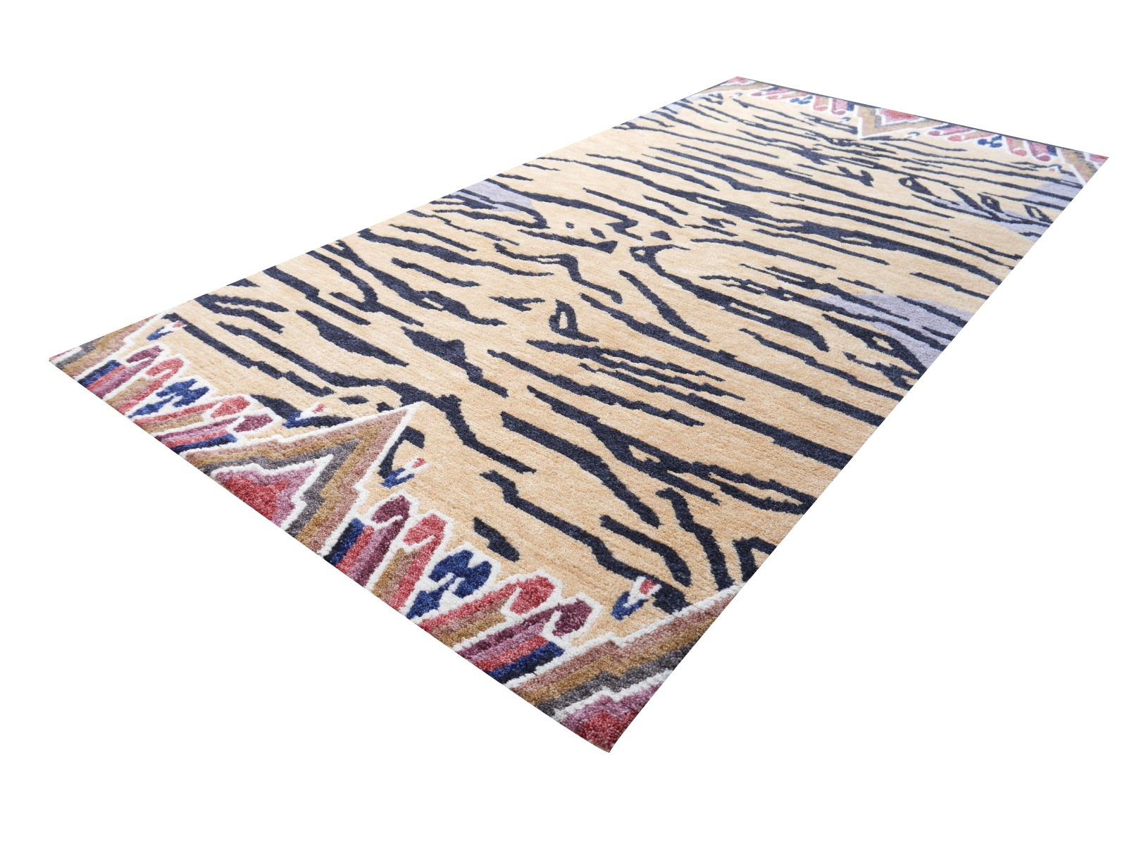 Tibetan Tiger Rug Pure Wool Hand Knotted by Djoharian Collection Antique Design 5