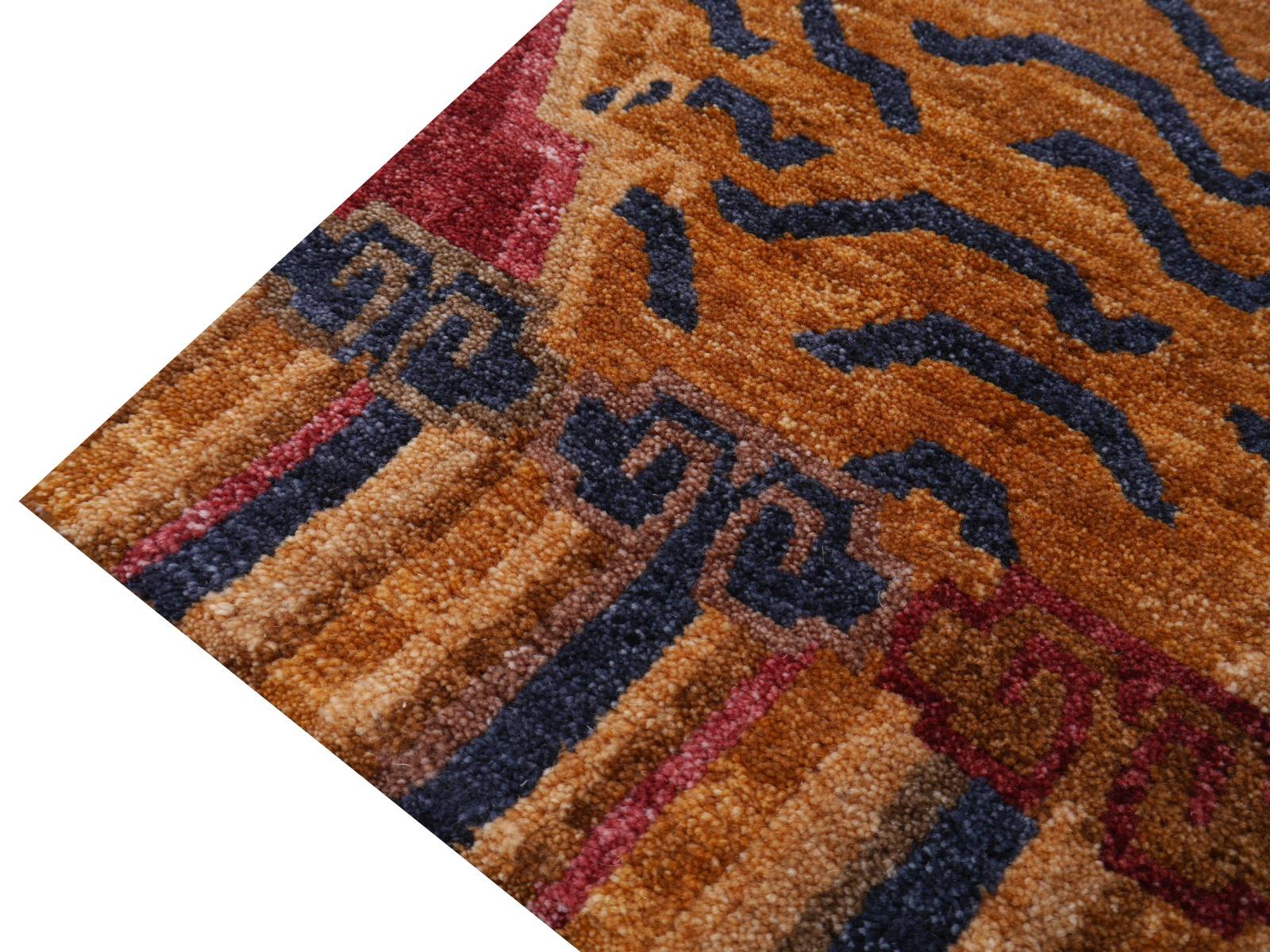 Tibetan Tiger Rug Pure Wool Hand Knotted by Djoharian Collection Antique Design 7