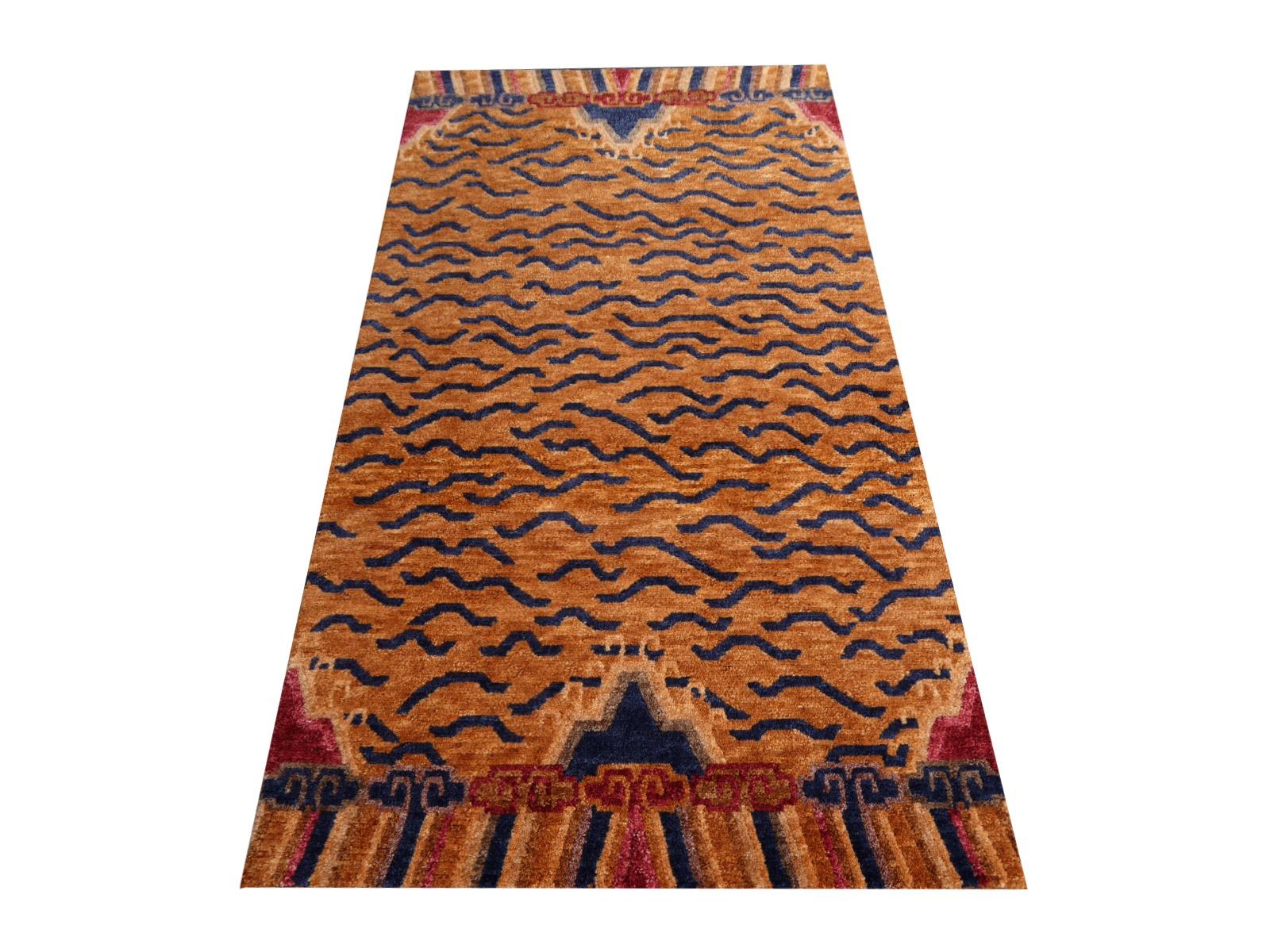 Nepalese Tibetan Tiger Rug Pure Wool Hand Knotted by Djoharian Collection Antique Design