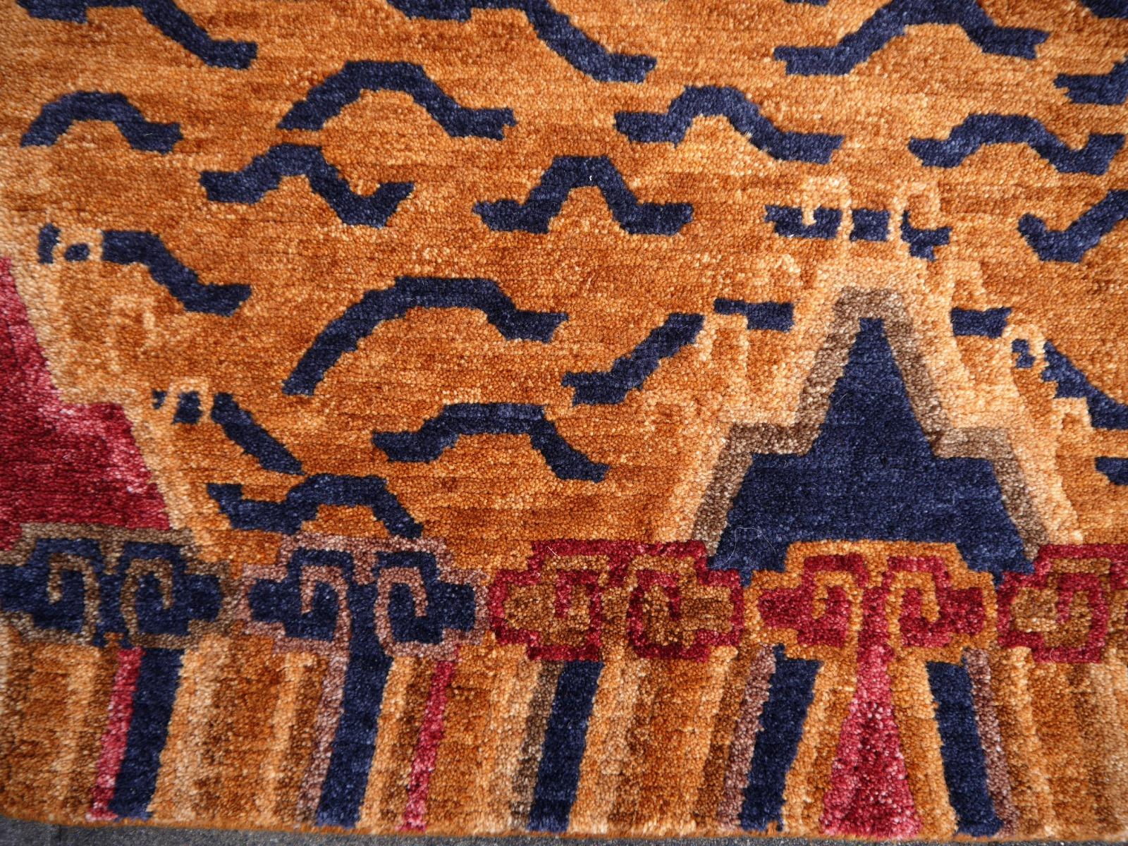 Hand-Knotted Tibetan Tiger Rug Pure Wool Hand Knotted by Djoharian Collection Antique Design