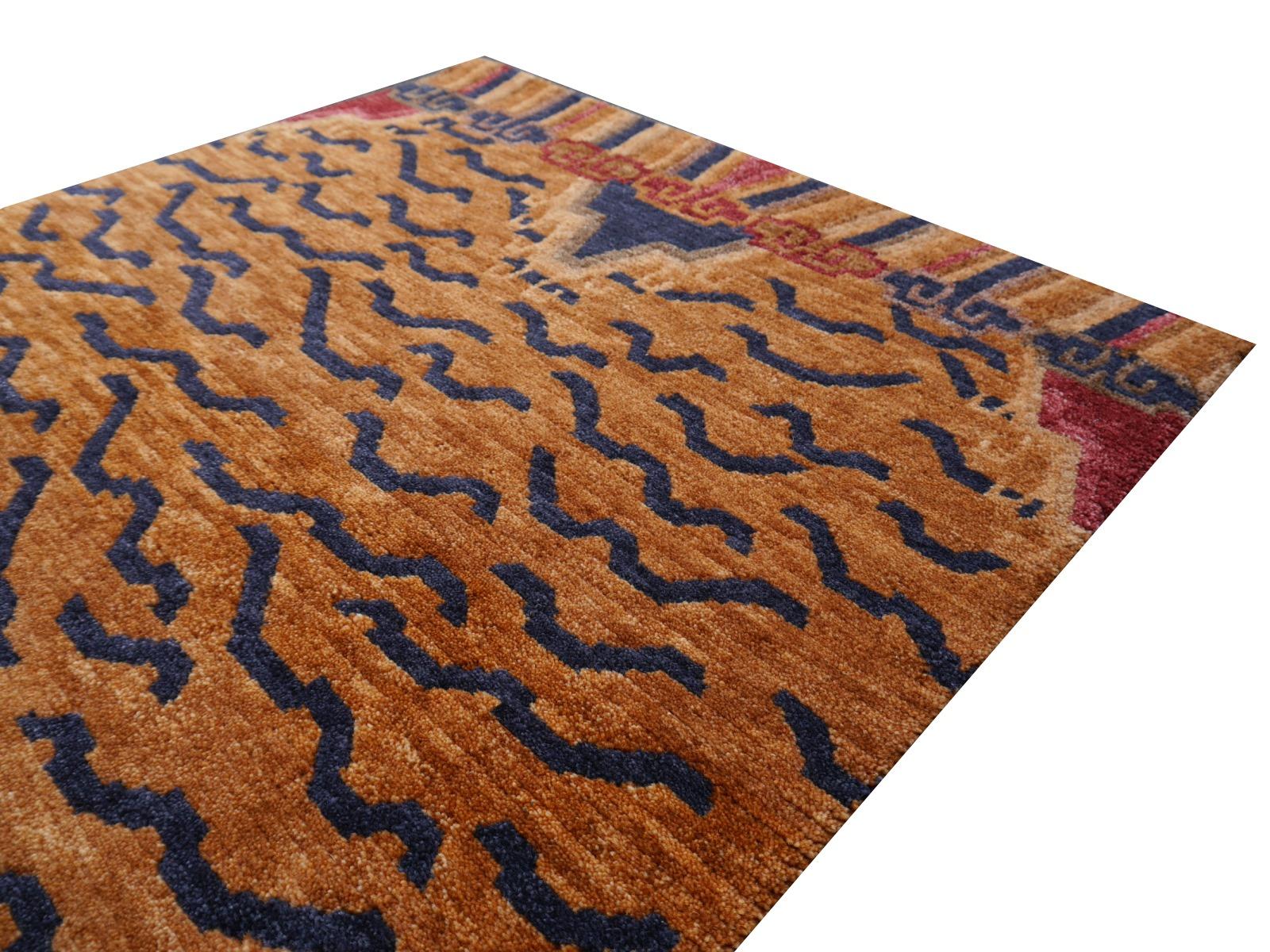 Tibetan Tiger Rug Pure Wool Hand Knotted by Djoharian Collection Antique Design 2