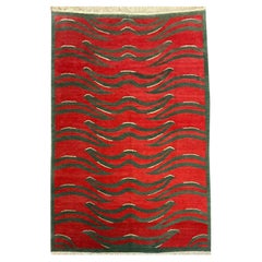 Tibetan Tiger Rug Pure Wool Hand Knotted Red Green by Djoharian Collection