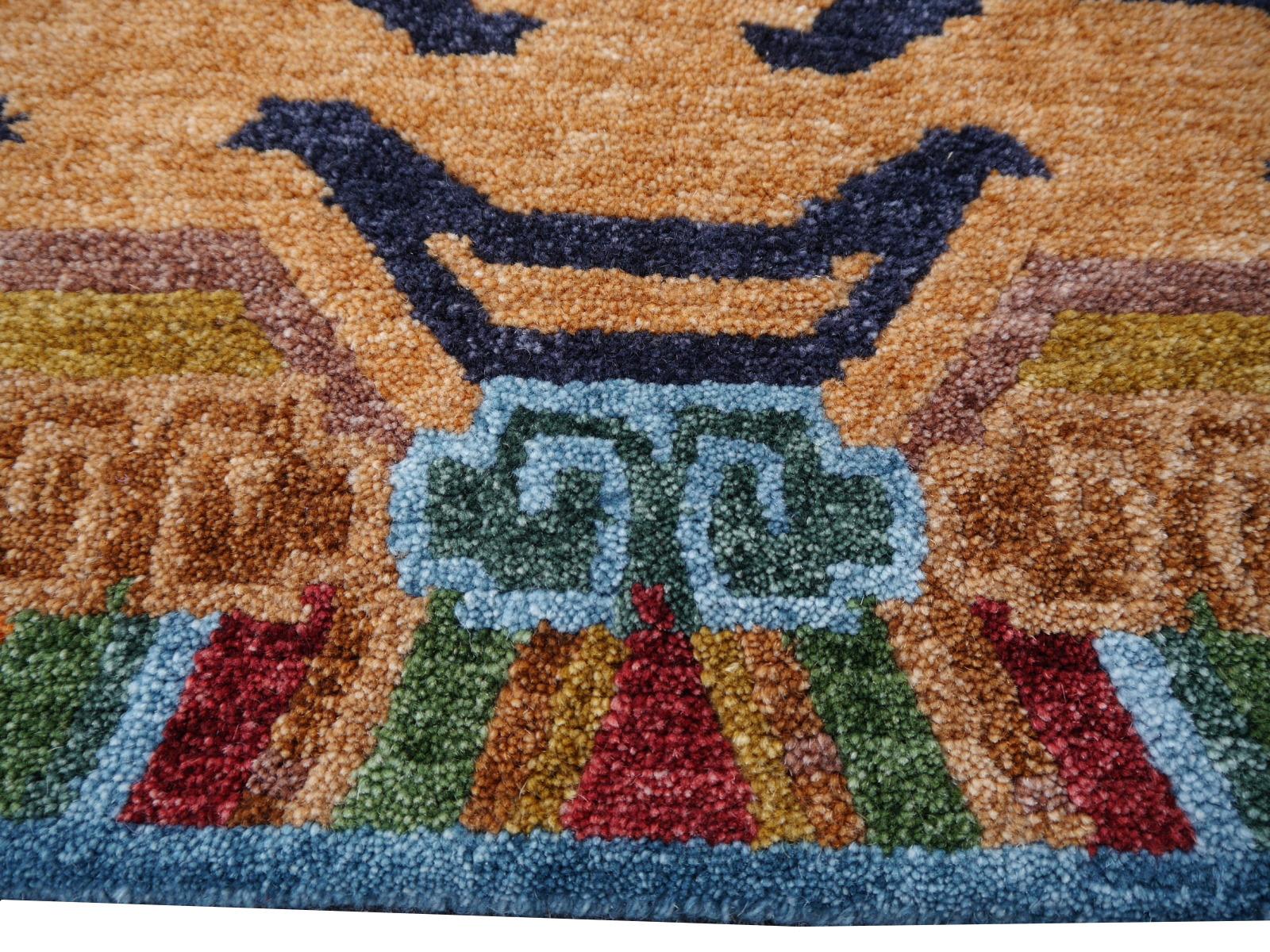Hand-Knotted Tibetan Tiger Rug Pure Wool Hand Knotted by Djoharian Collection For Sale