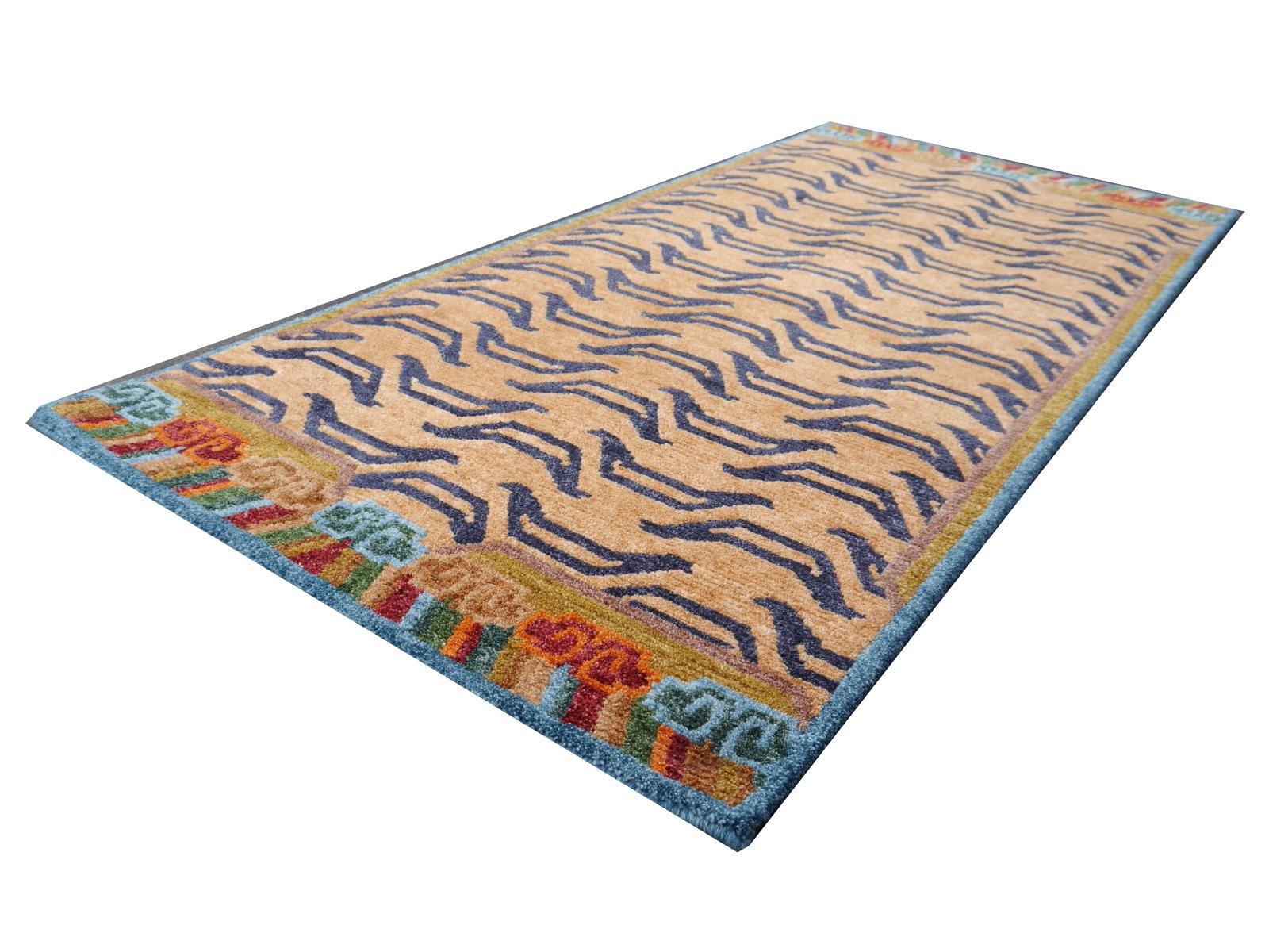 Contemporary Tibetan Tiger Rug Pure Wool Hand Knotted by Djoharian Collection For Sale