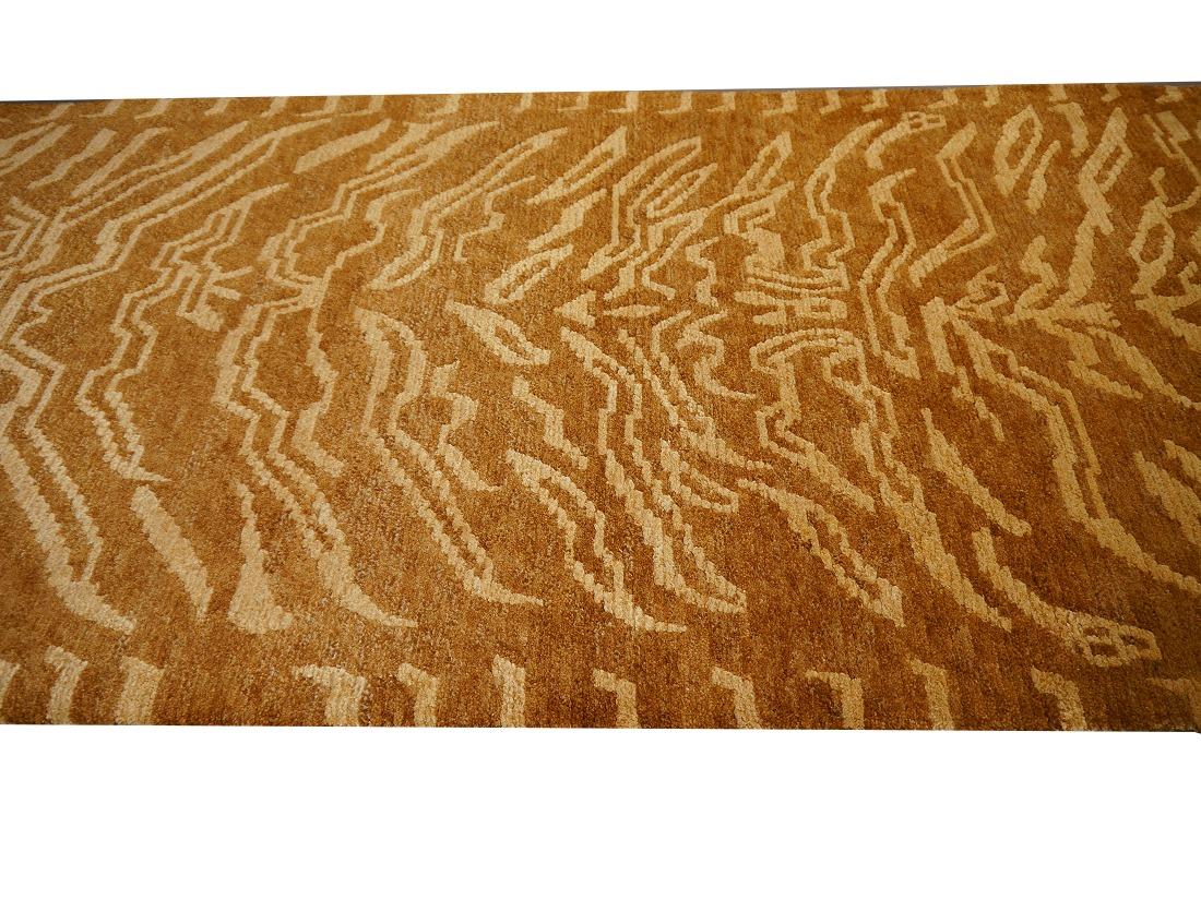 Tibetan Tiger Rug Wool and Silk 3x6 ft  by Djoharian Collection Antique Design For Sale 6