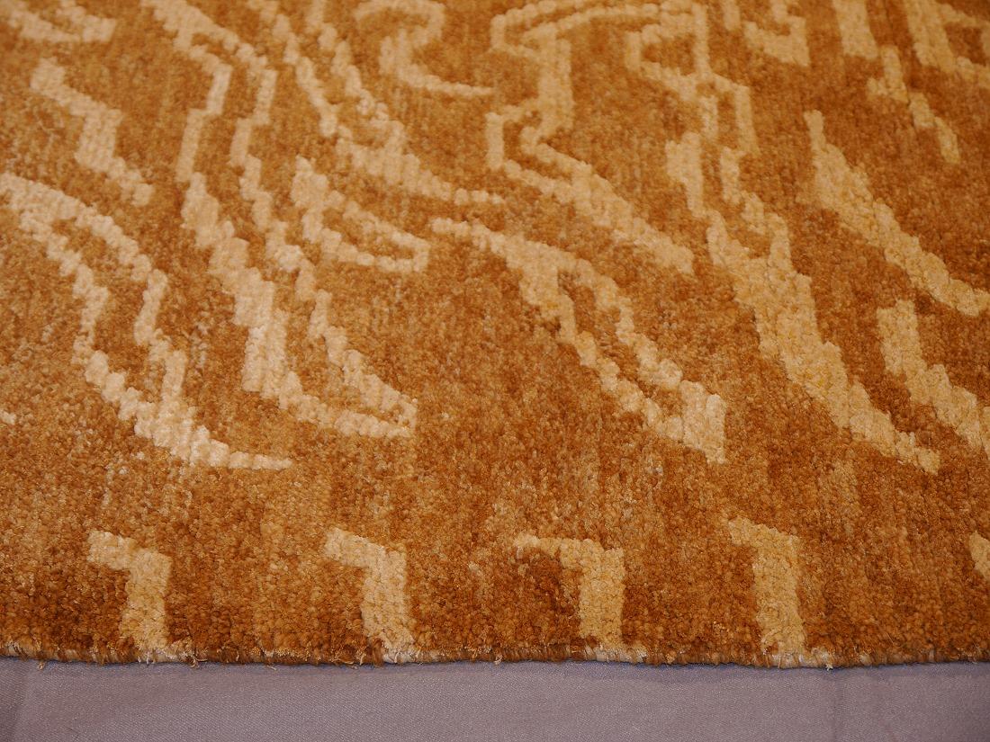 Art Deco Tibetan Tiger Rug Wool and Silk 3x6 ft  by Djoharian Collection Antique Design For Sale