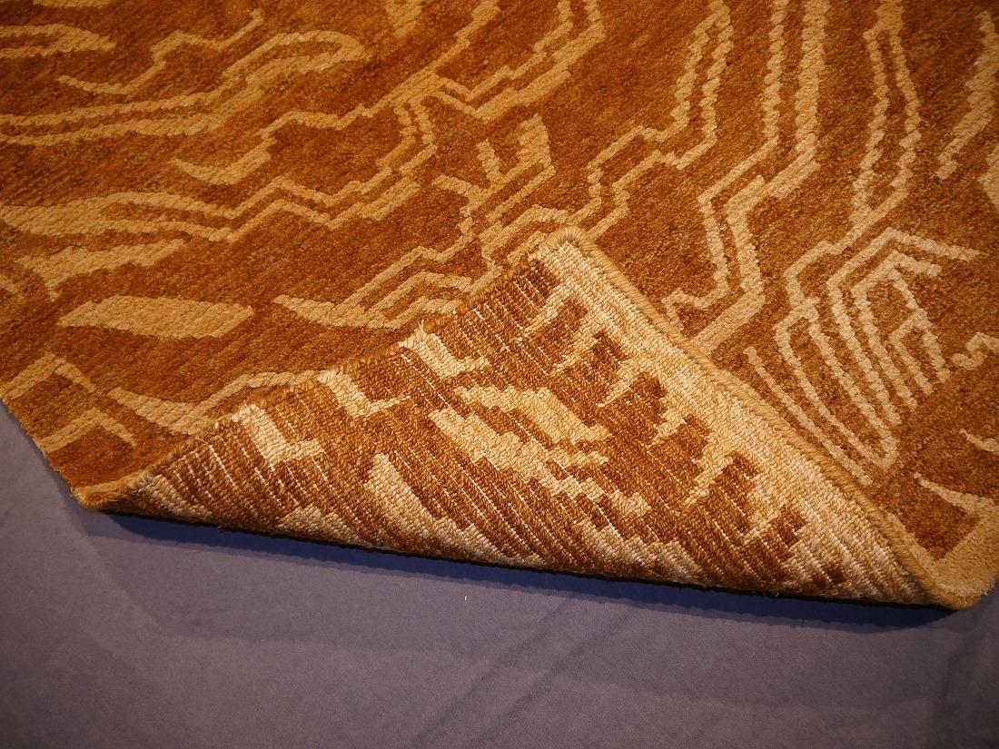 Hand-Knotted Tibetan Tiger Rug Wool and Silk 3x6 ft  by Djoharian Collection Antique Design For Sale