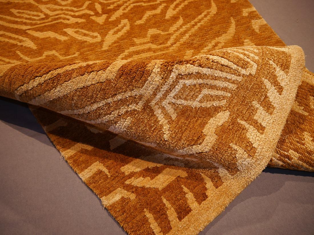 Contemporary Tibetan Tiger Rug Wool and Silk 3x6 ft  by Djoharian Collection Antique Design For Sale