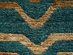 Tibetan Tiger Rug Green Nepal Wool Gold Silk Hand Knotted Djoharian Collection