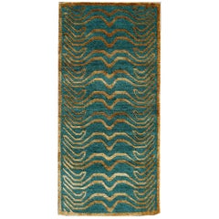 Tibetan Tiger Rug Green Nepal Wool Gold Silk Hand Knotted Djoharian Collection