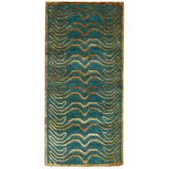 Tapis tibétain vert laine or soie nouée à la main par Djoharian Collection