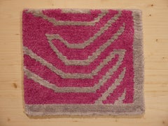 Tibetan Tiger Sample Rug Wool Silk Hand Knotted Pink Silver Djoharian Collection