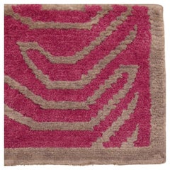 Tibetan Tiger Sample Rug Wool Silk Hand Knotted Pink Silver Djoharian Collection