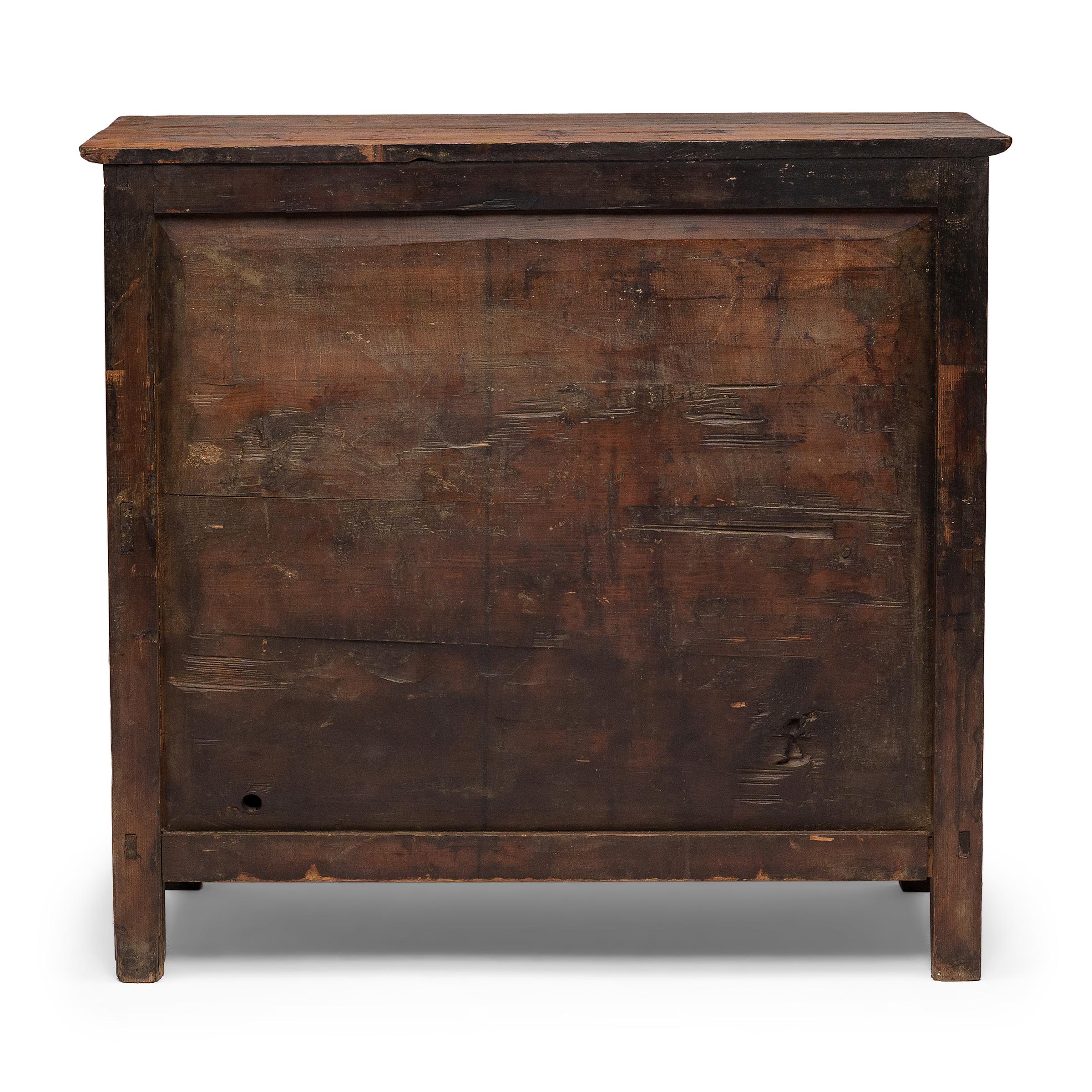 Pine Tibetan Trailing Vines Cabinet, c. 1900 For Sale