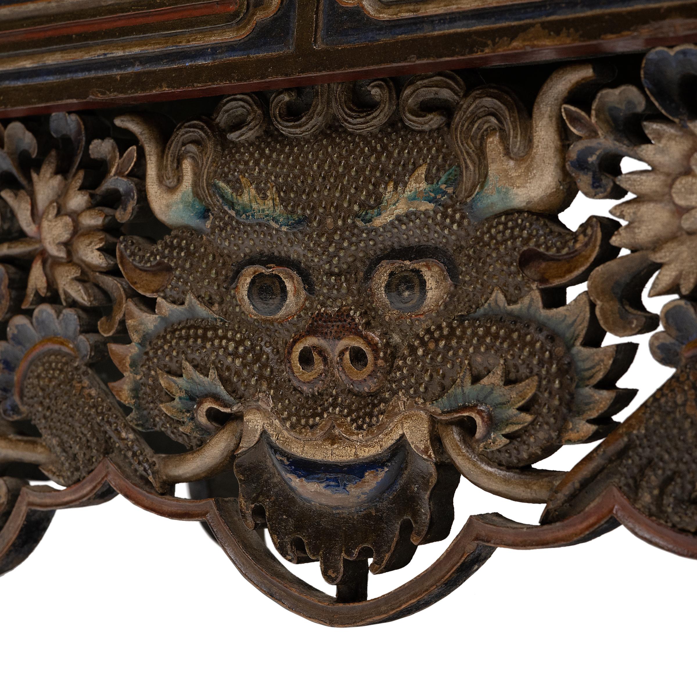 19th Century Tibetan Traveler's Table with Face of Glory, c. 1900 For Sale