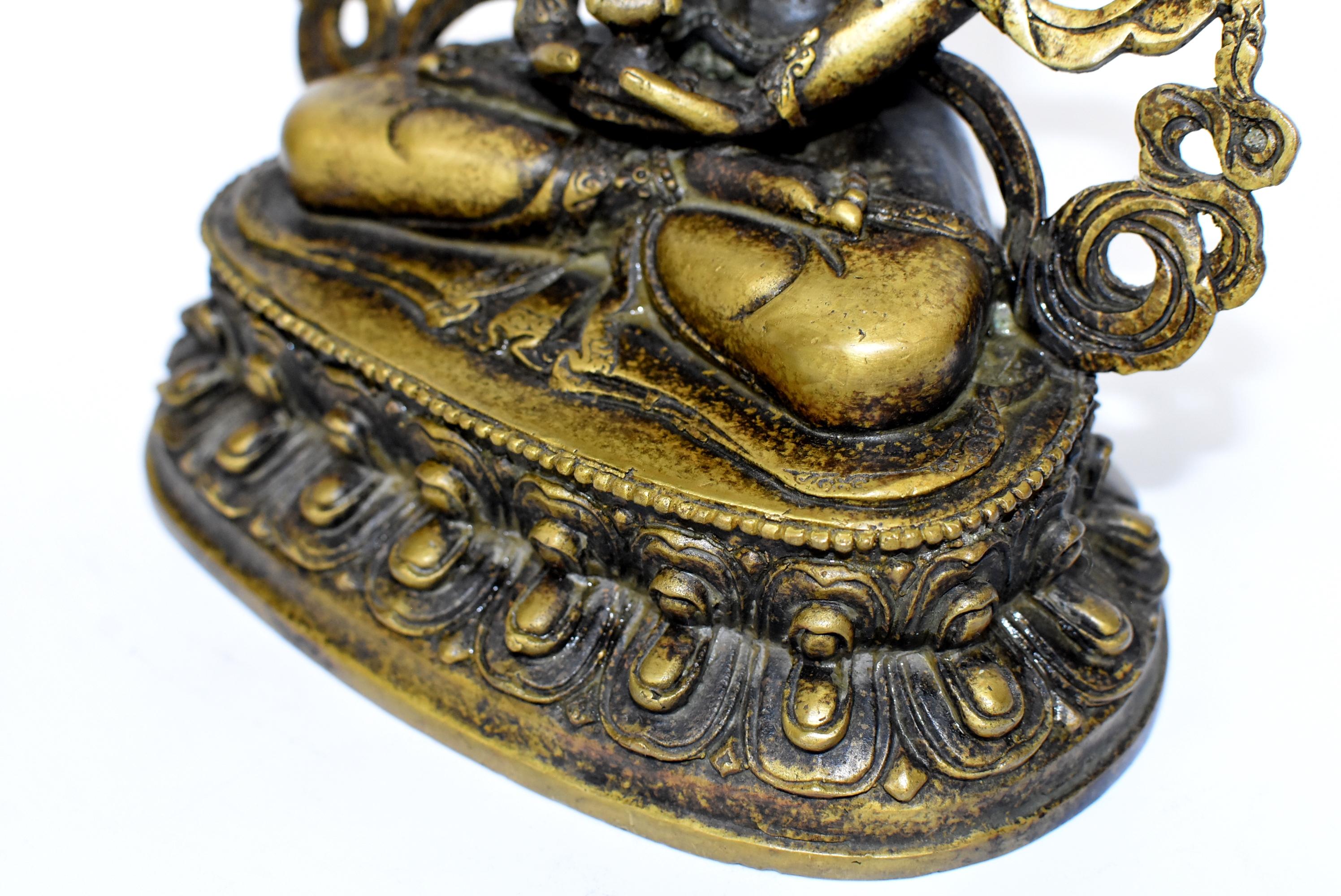 Tibetan Amitayus Buddha for Immortality Mottled Gold Finish 6