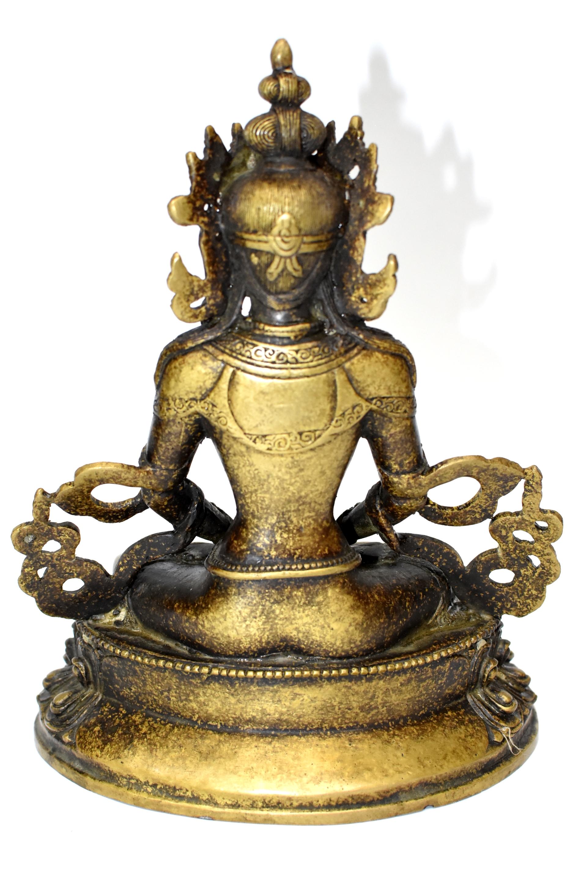 Tibetan Amitayus Buddha for Immortality Mottled Gold Finish 7