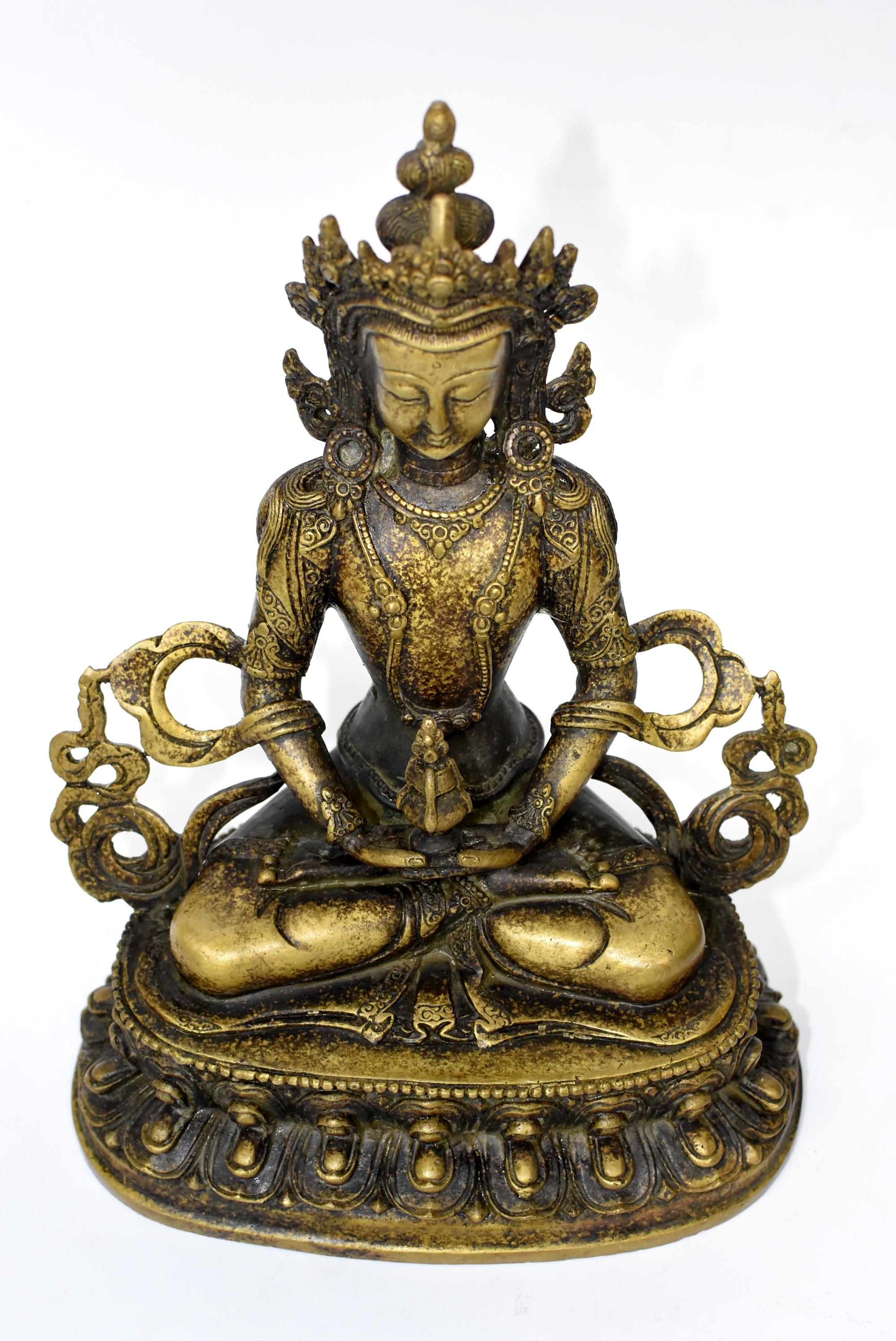 Tibetan Amitayus Buddha for Immortality Mottled Gold Finish 8