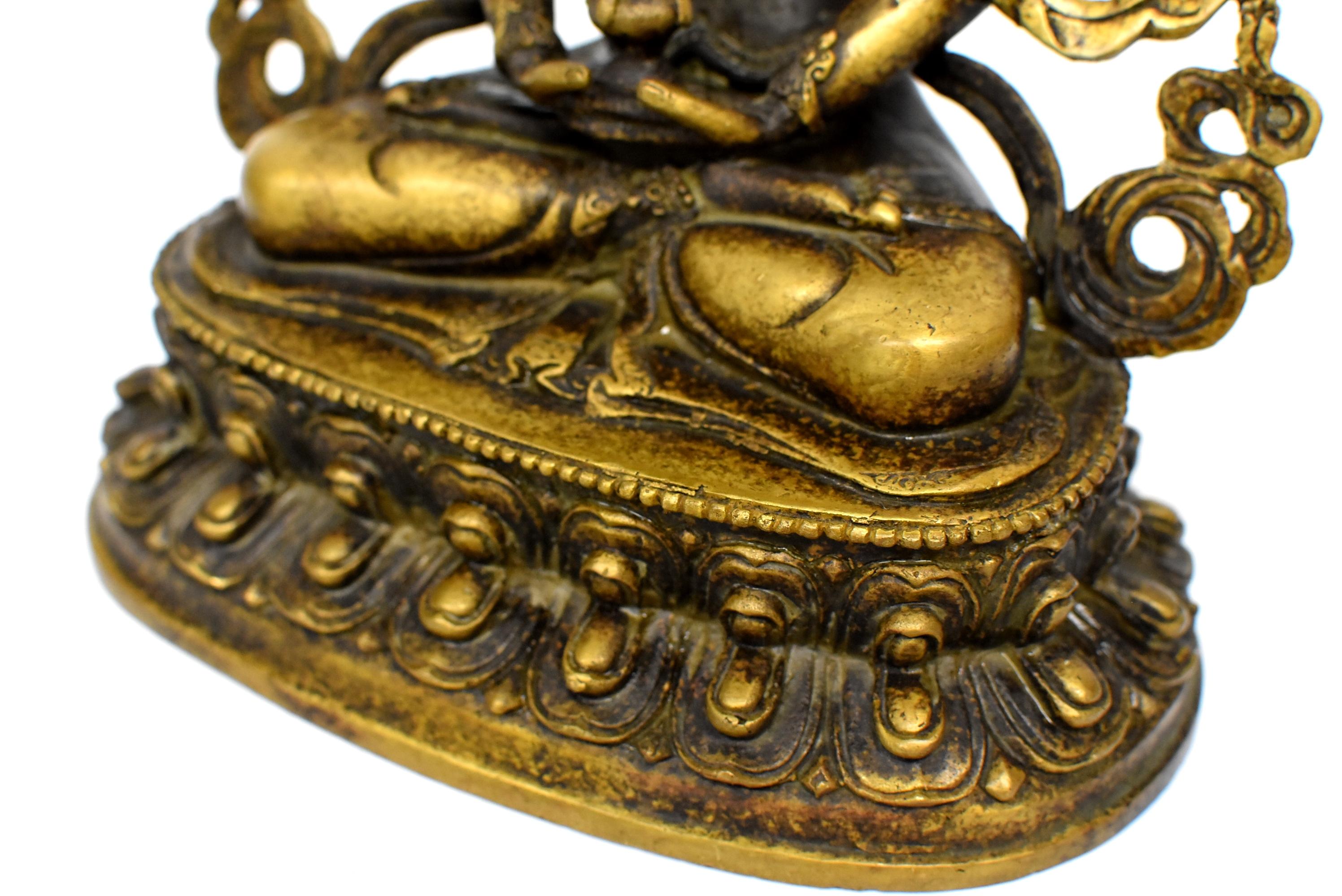 Tibetan Amitayus Buddha for Immortality Mottled Gold Finish 10