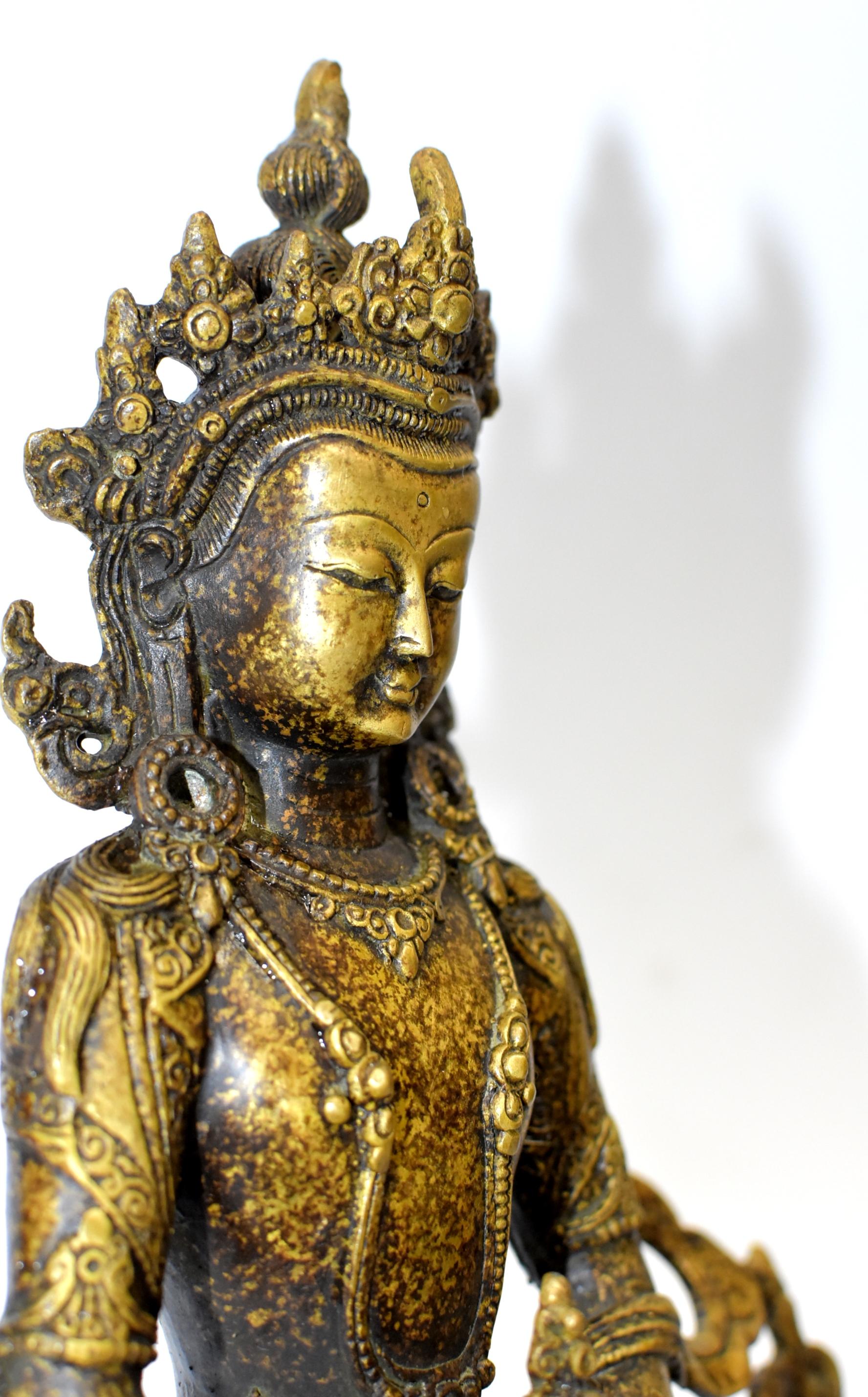 Tibetan Amitayus Buddha for Immortality Mottled Gold Finish 12