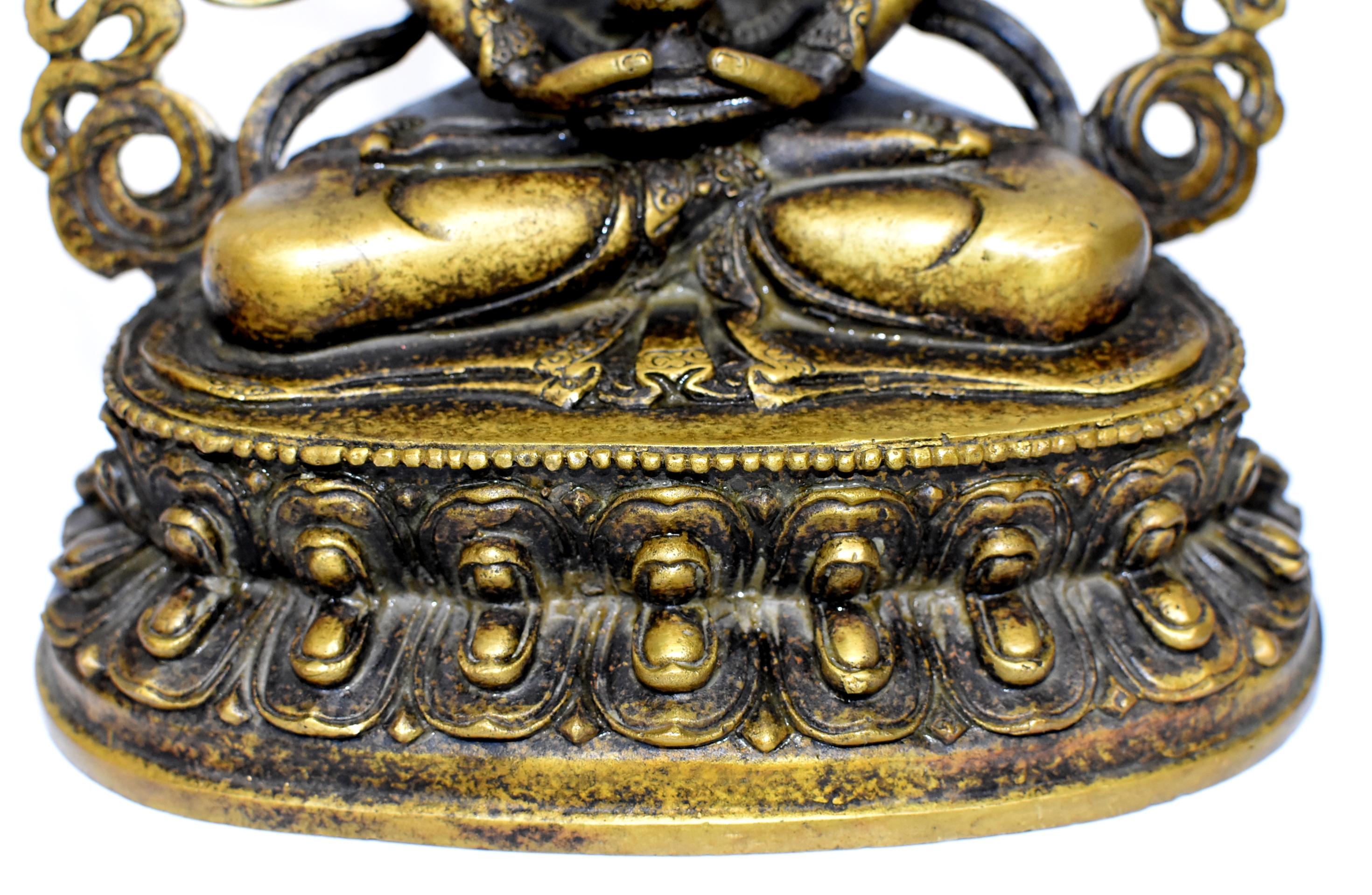 Tibetan Amitayus Buddha for Immortality Mottled Gold Finish 1