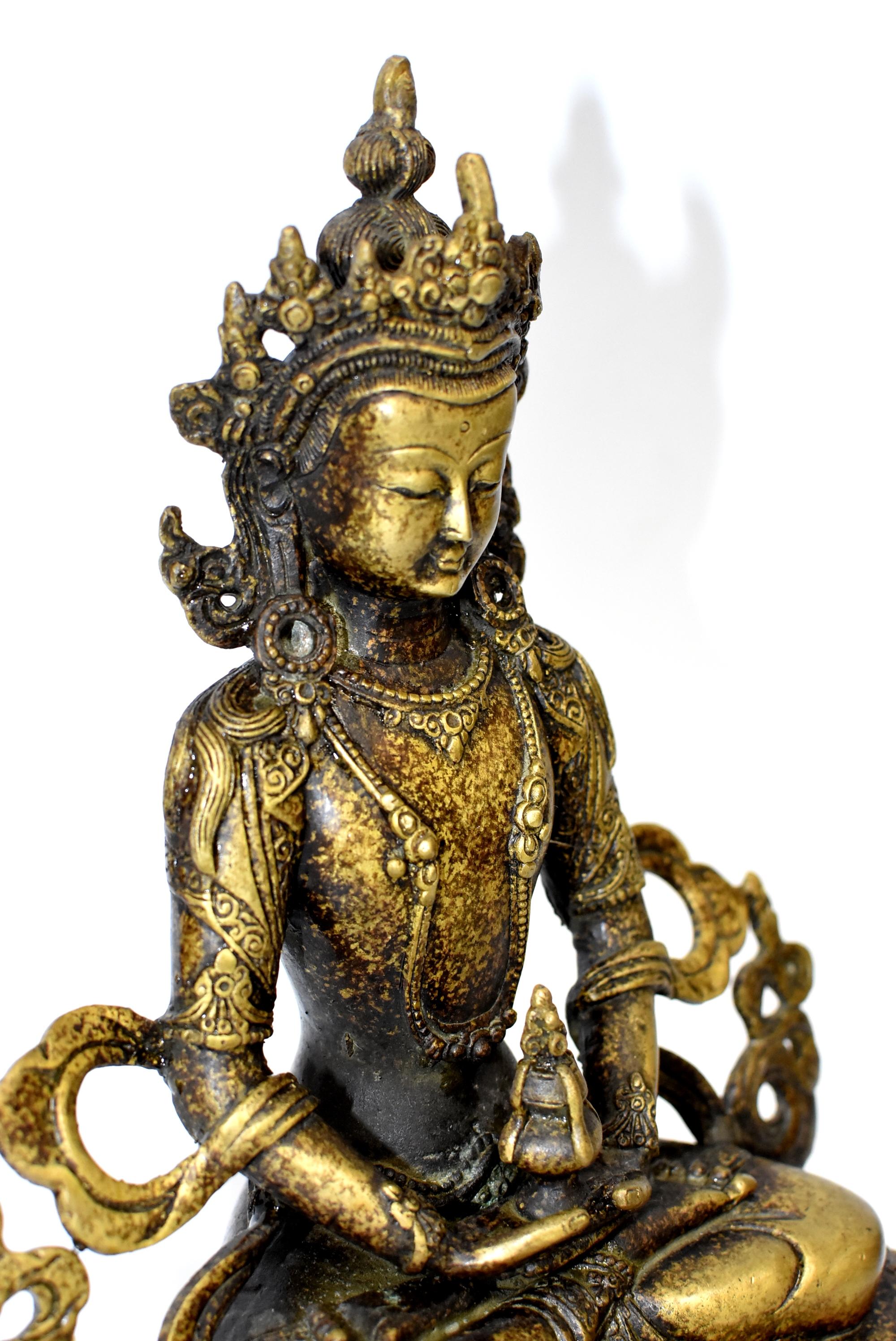 Tibetan Amitayus Buddha for Immortality Mottled Gold Finish 2