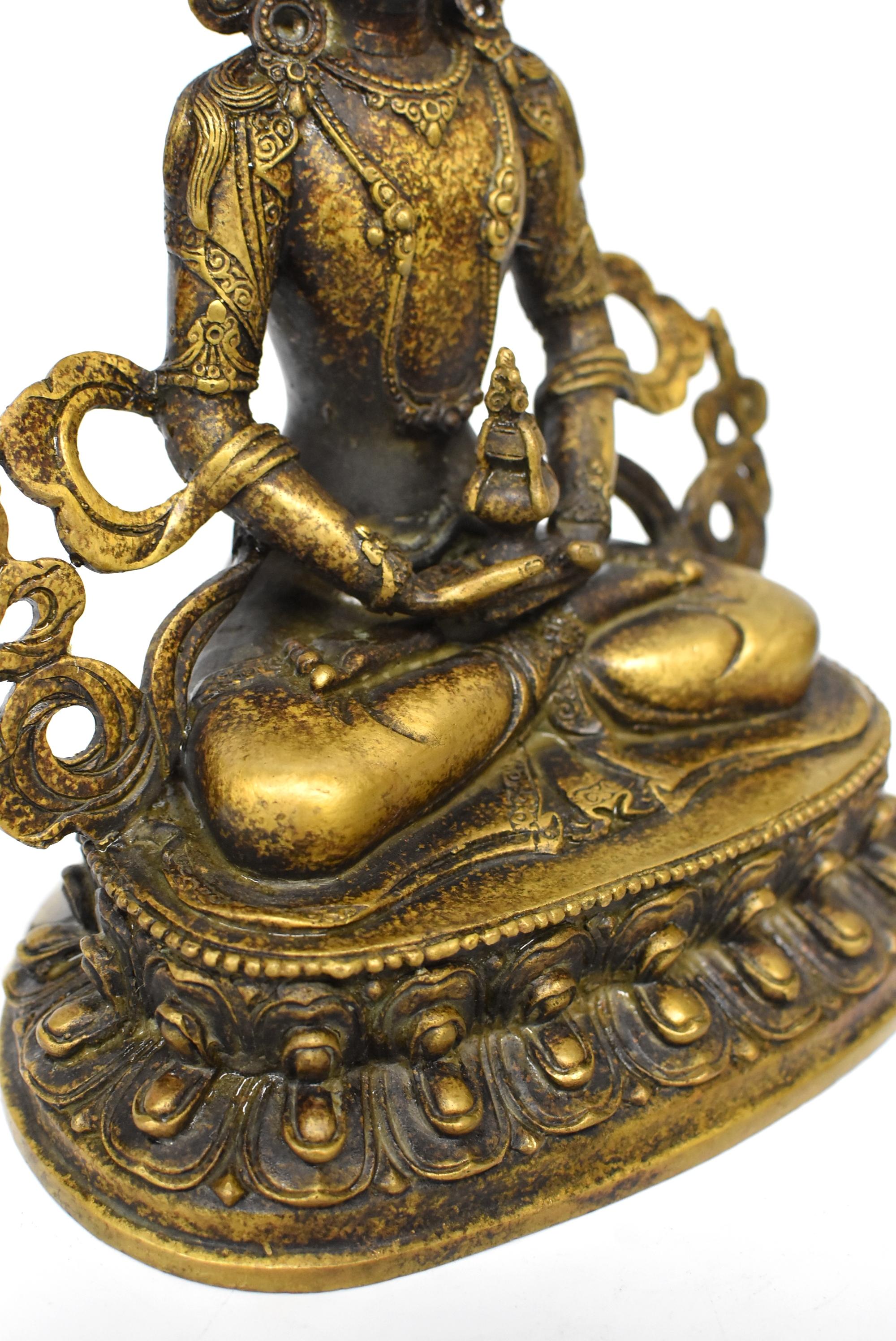 Tibetan Amitayus Buddha for Immortality Mottled Gold Finish 3