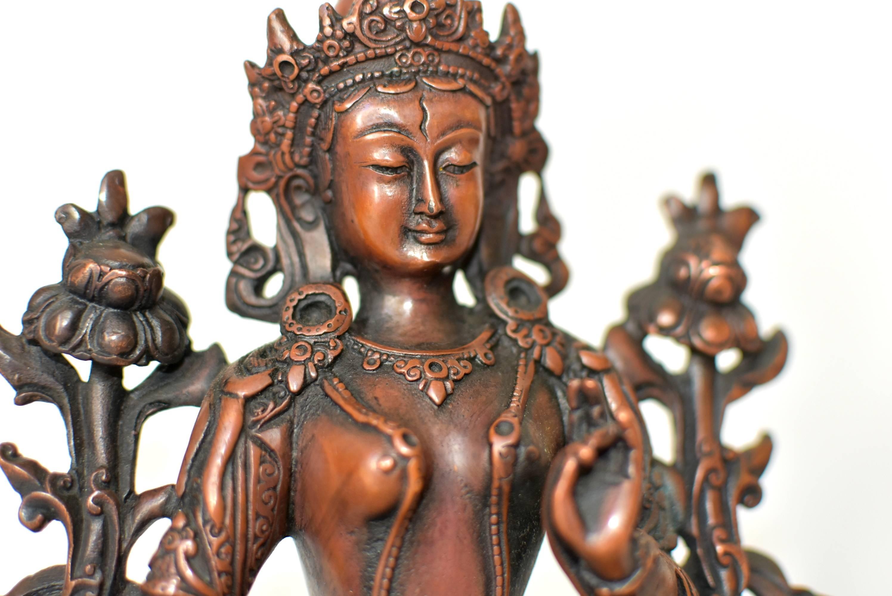 Bronze Tibetan White Tara Copper Finish 8