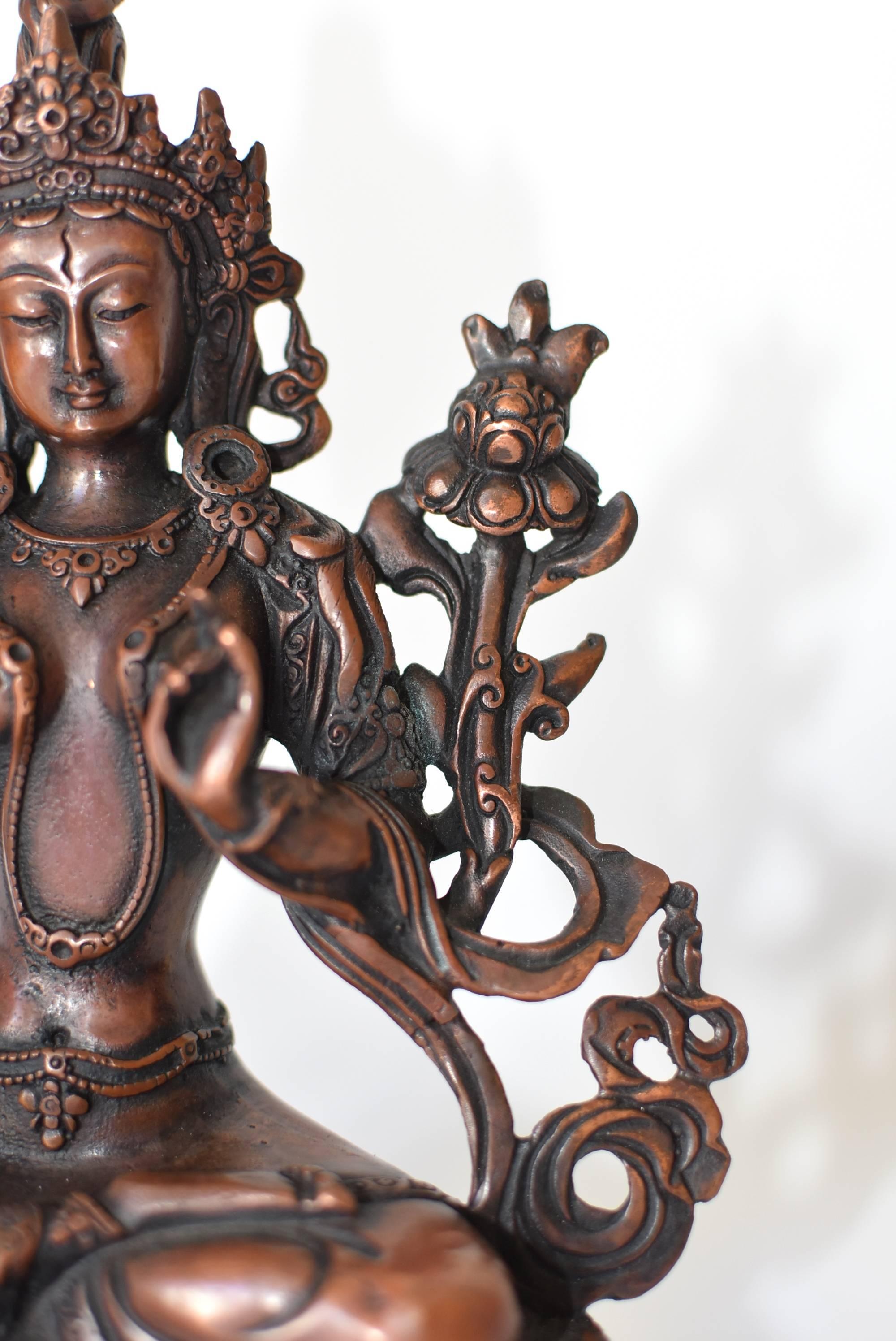 Bronze Tibetan White Tara Copper Finish 11