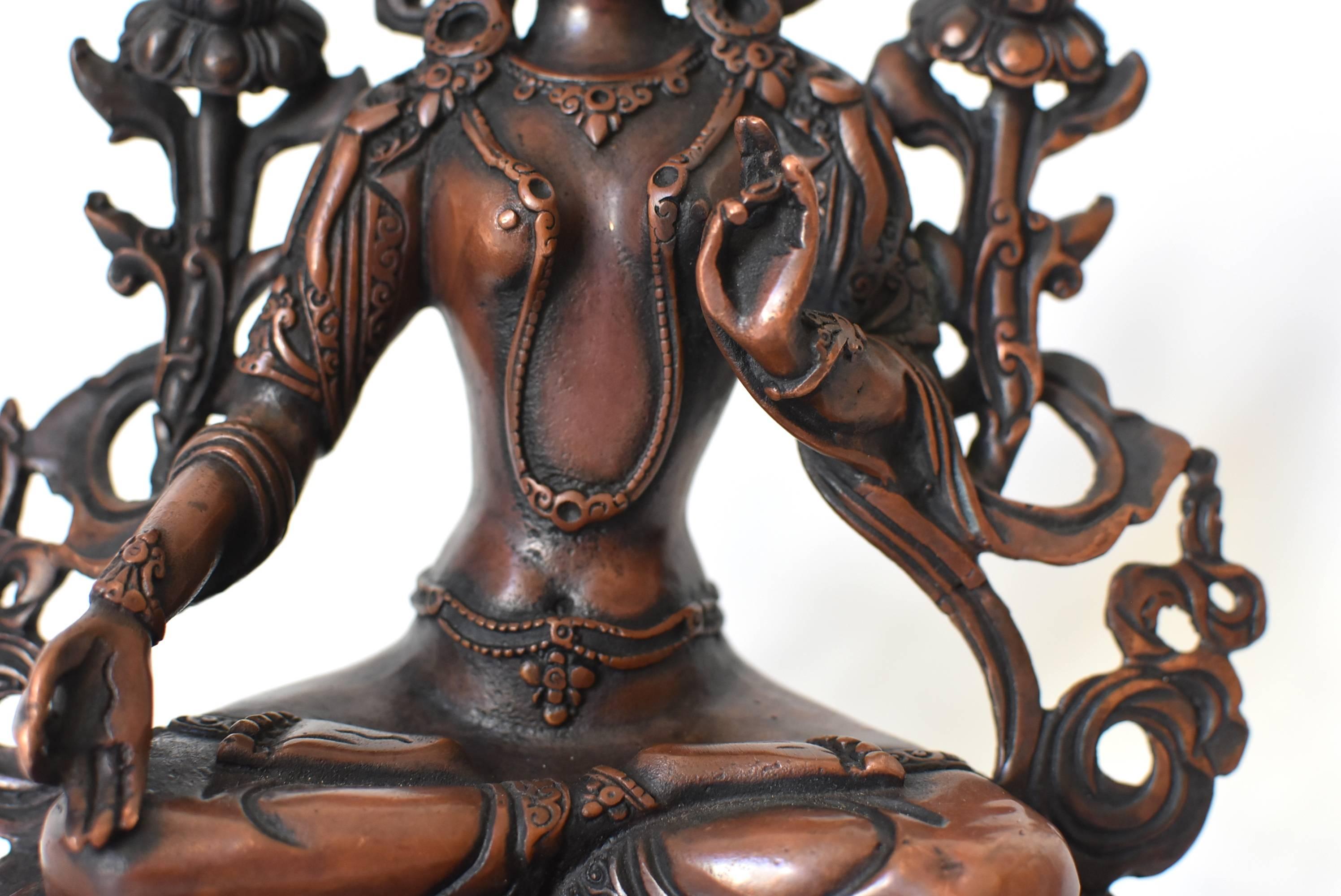 Contemporary Bronze Tibetan White Tara Copper Finish