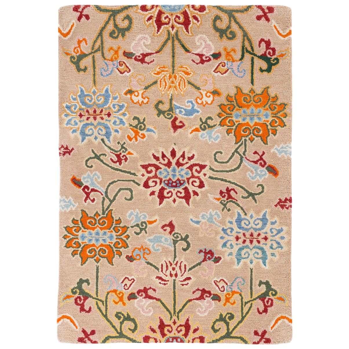 Tibetan Wool Floral Handwoven Rug by CARINI
