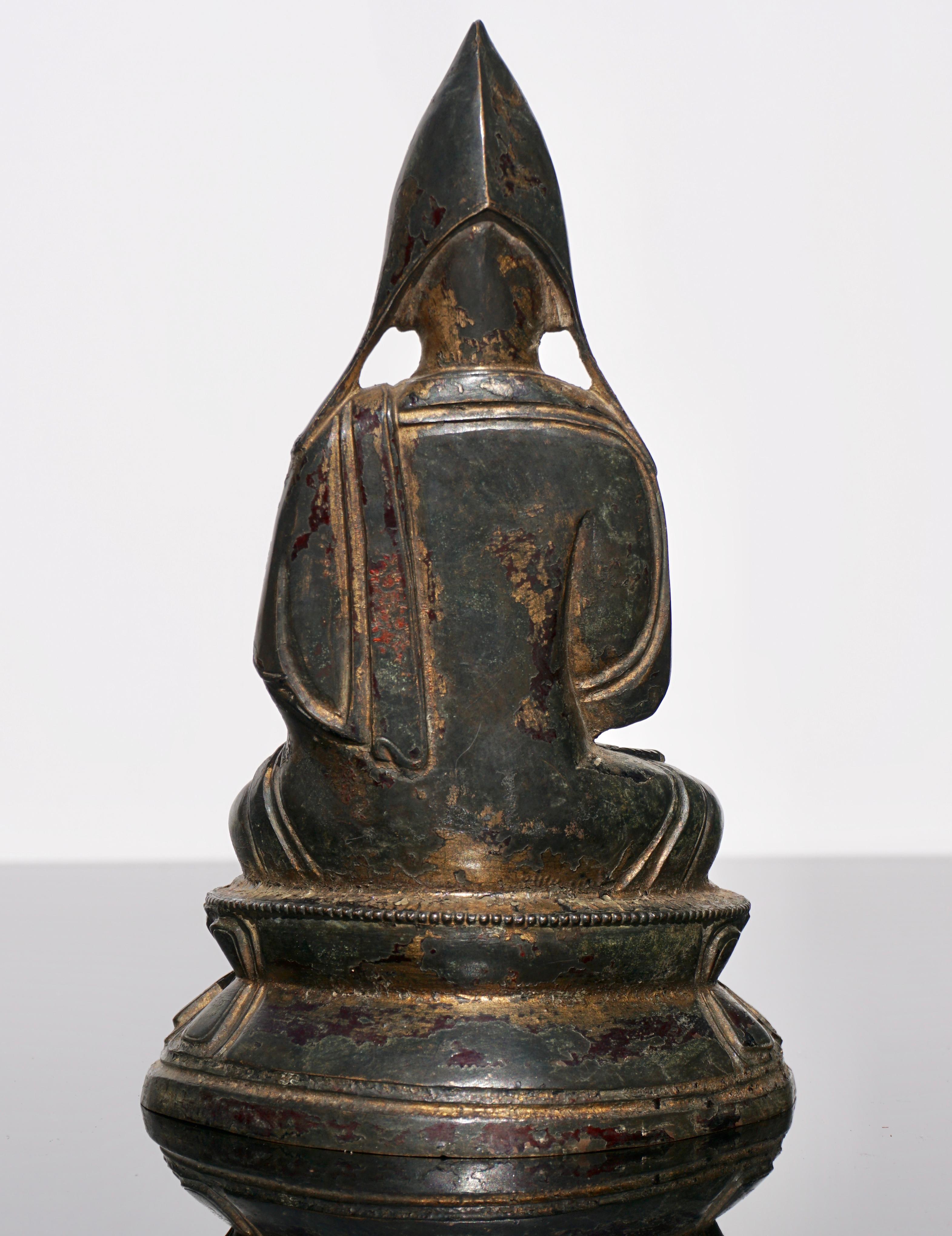 Cast Tibeto Chinese 18th-19th Century Gild Bronze Tsong Khapa Statue