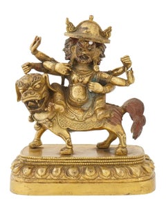 Tibeto-Chinese gilt bronze Vaishravana deity figurine