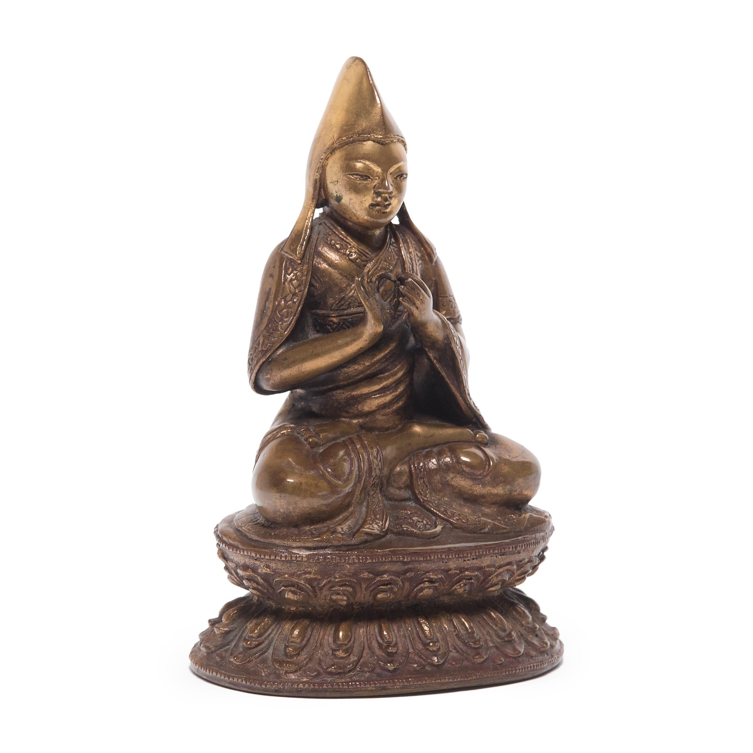 Tibetan Tibeto-Chinese Seated Lama Figure, c. 1900 For Sale