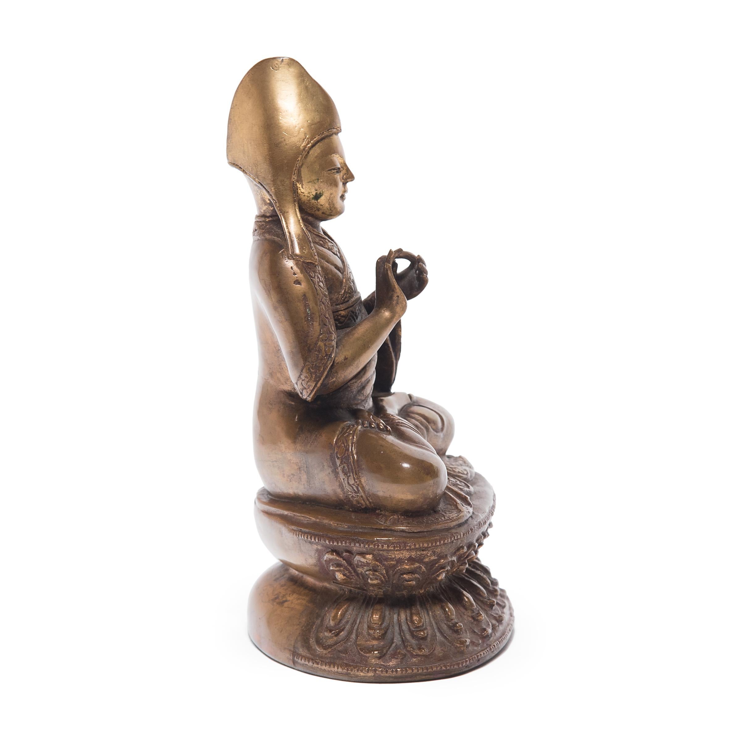 Cast Tibeto-Chinese Seated Lama Figure, c. 1900 For Sale