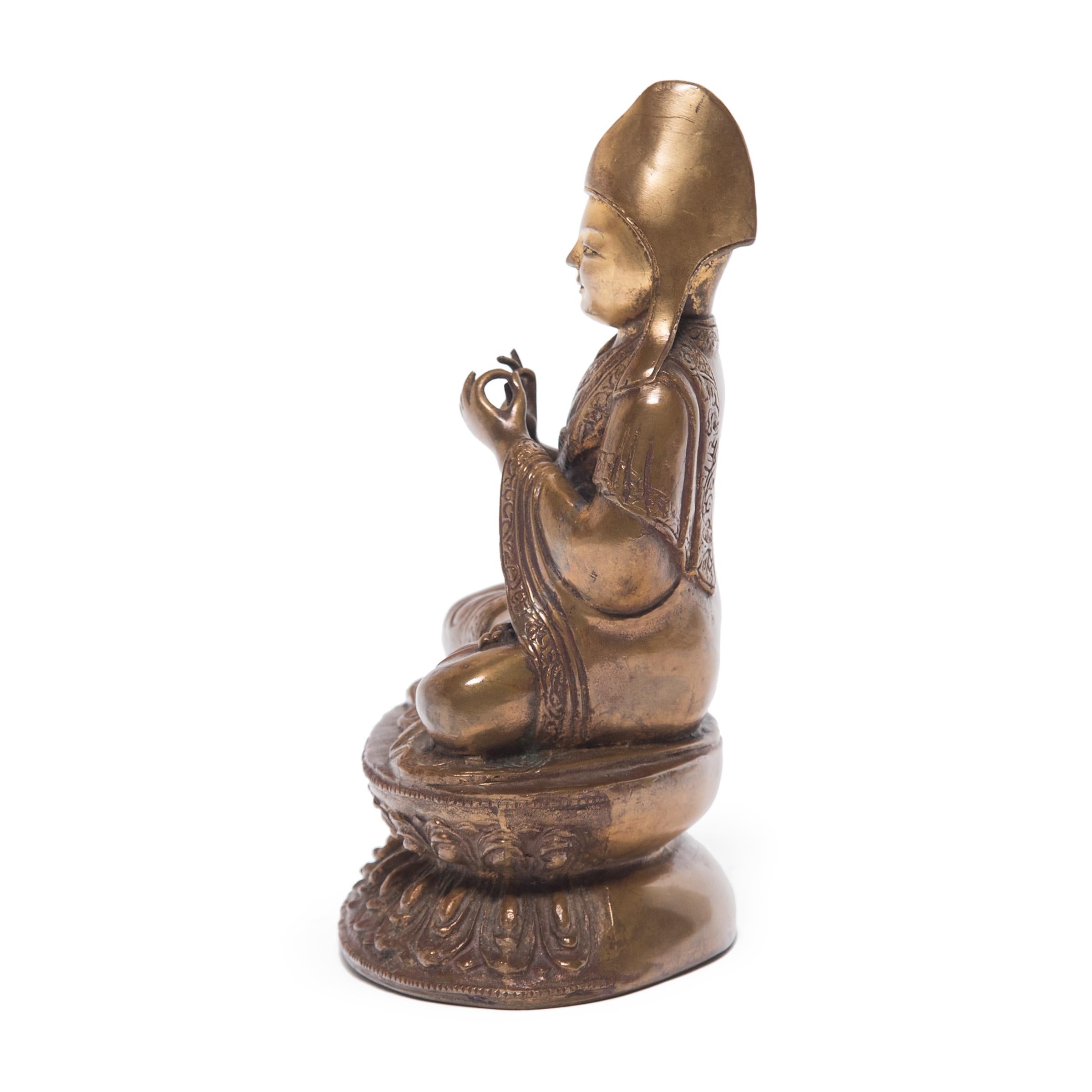 20th Century Tibeto-Chinese Seated Lama Figure, c. 1900 For Sale