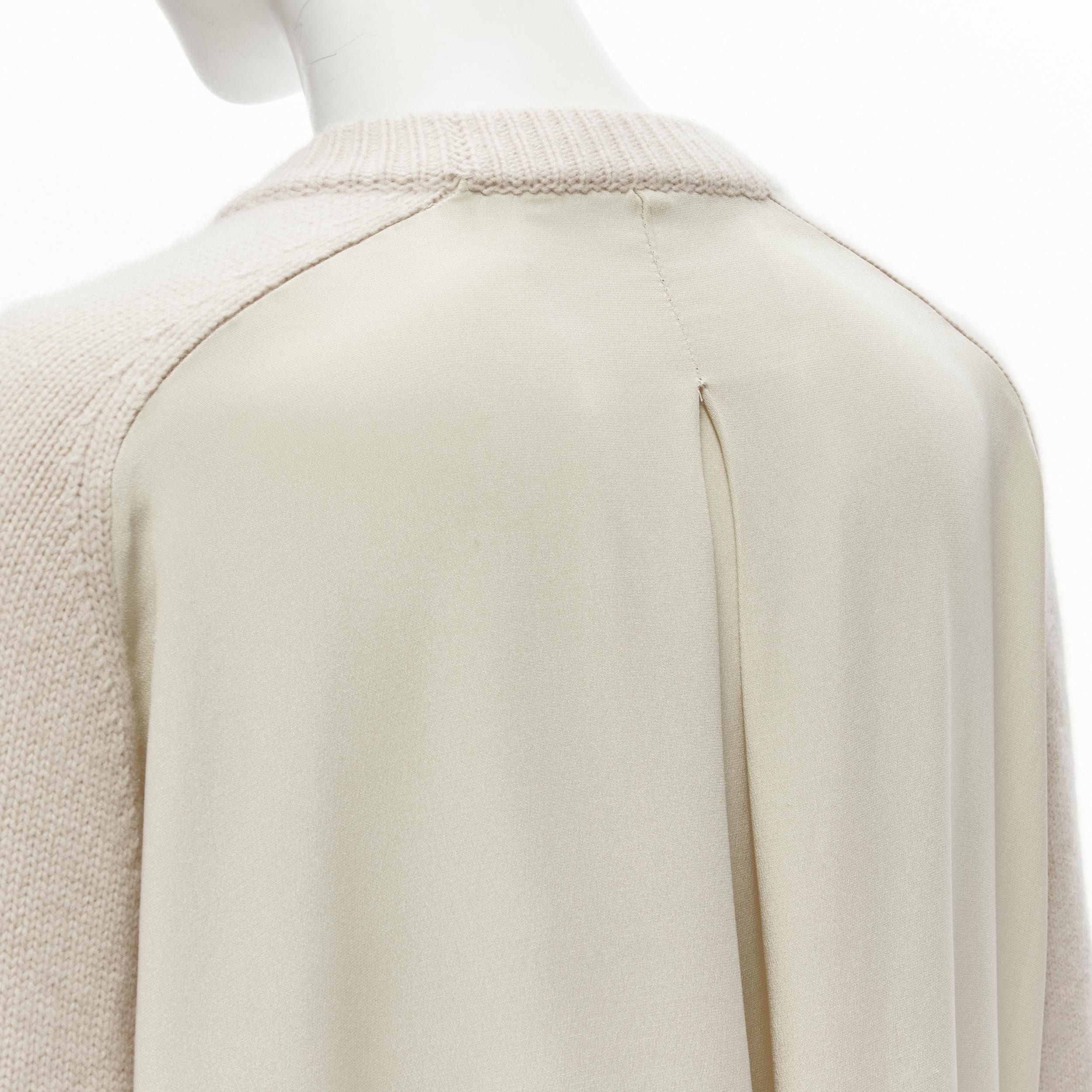 TIBI 100% cashmere beige contrast bow tie cuff oversized sweater S For Sale 3