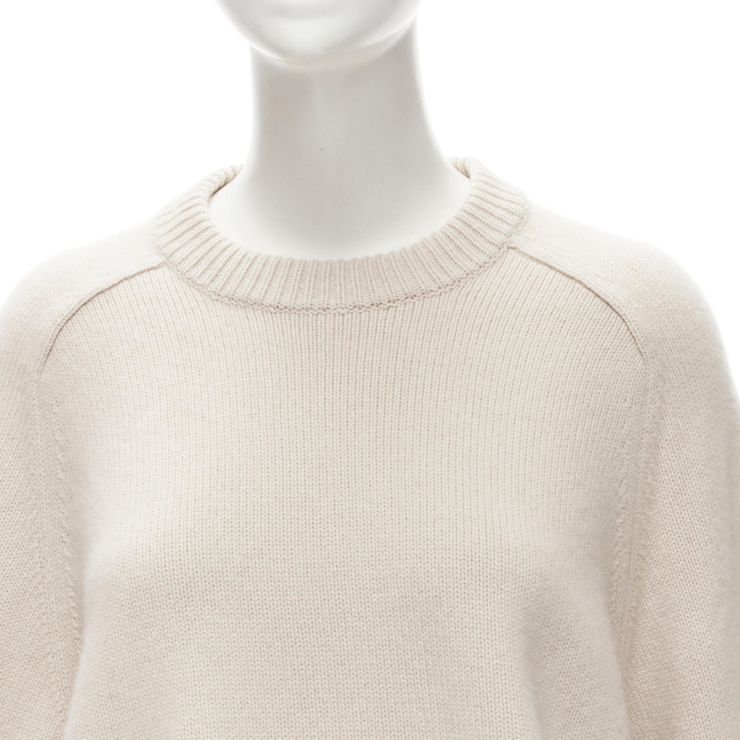 TIBI 100% cashmere beige contrast bow tie cuff oversized sweater S For Sale 3