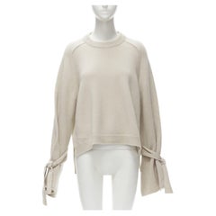 TIBI 100% cashmere beige contrast bow tie cuff oversized sweater S