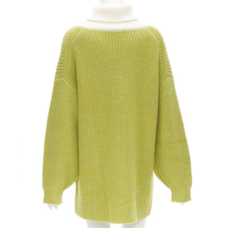 Pull à col roulé TIBI 100 % laine mérinos jaune chamois contrasté M/L Pour femmes en vente