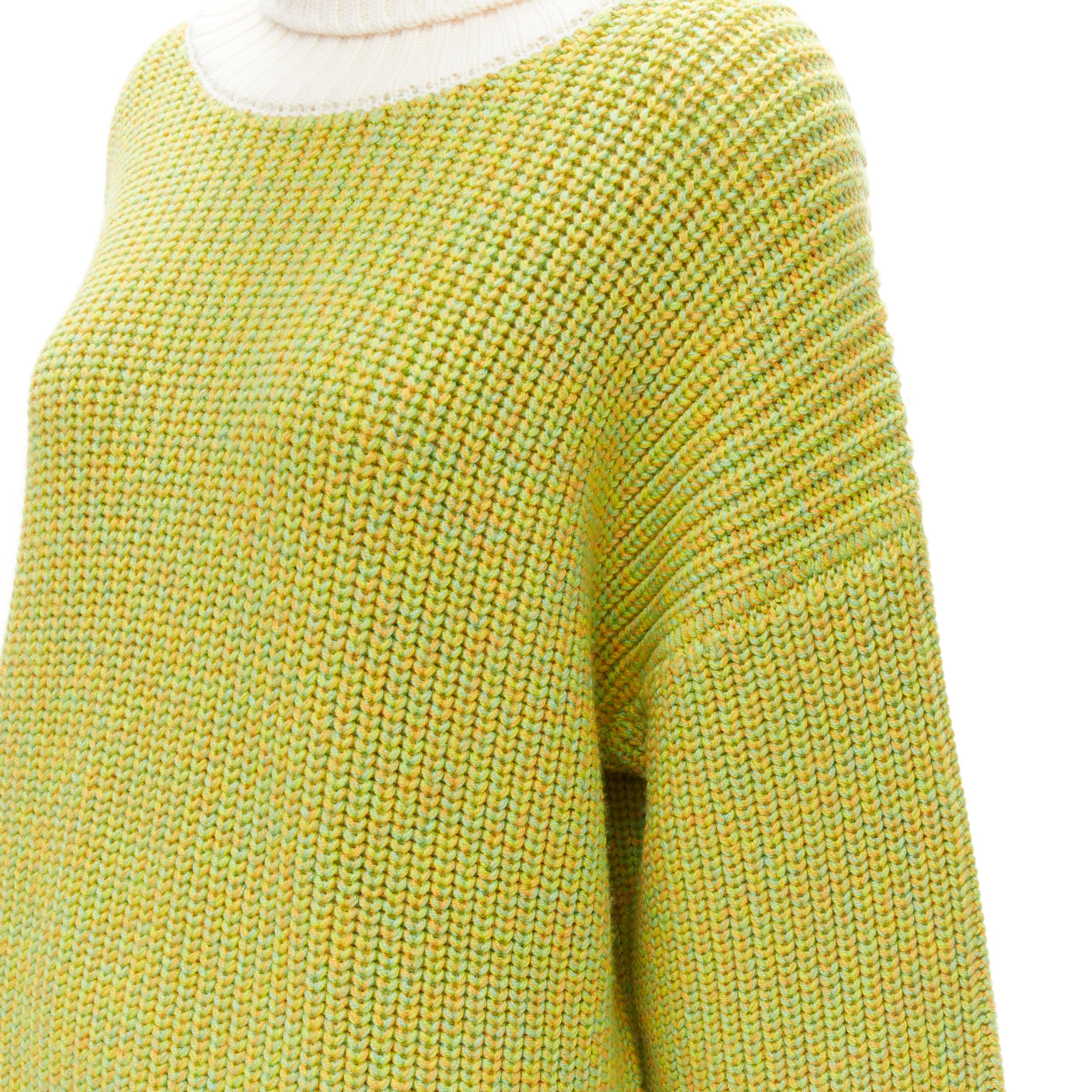 TIBI 100% merino wool lime yellow contrast rolled turtleneck sweater M/L For Sale 2