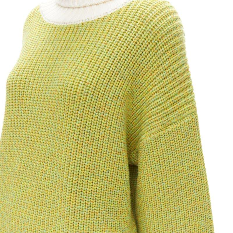 Pull à col roulé TIBI 100 % laine mérinos jaune chamois contrasté M/L en vente 2