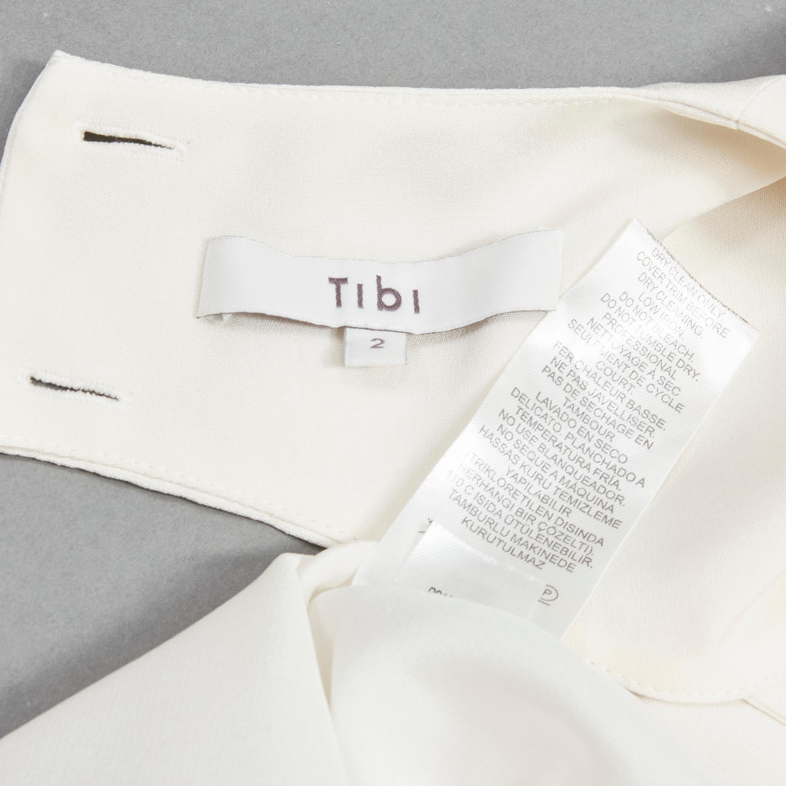 TIBI 100% silk ivory oriental paisley patch open back asymmetric dress US2 S 6