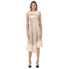 Tibi Beige zweifarbiges ärmelloses Midikleid Größe XXS