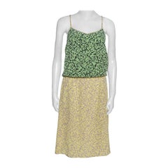 Tibi, robe midi en soie élastique à imprimé abstrait bicolore, taille L