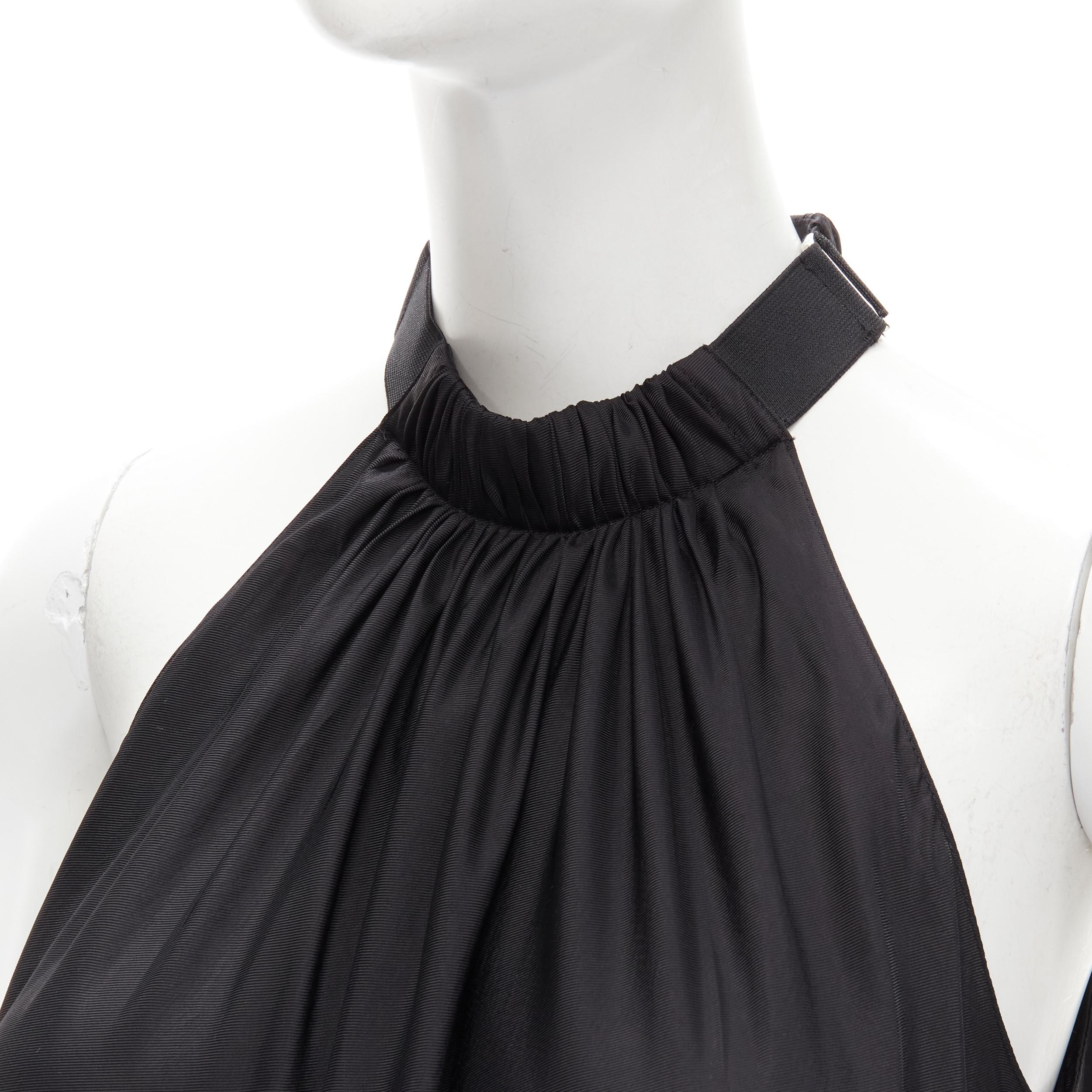 TIBI black beige polyester patch pocket buckle halter A-line dress US2 S For Sale 1