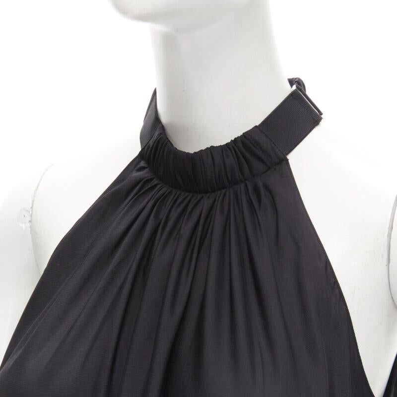 TIBI black beige polyester patch pocket buckle halter A-line dress US2 S For Sale 2