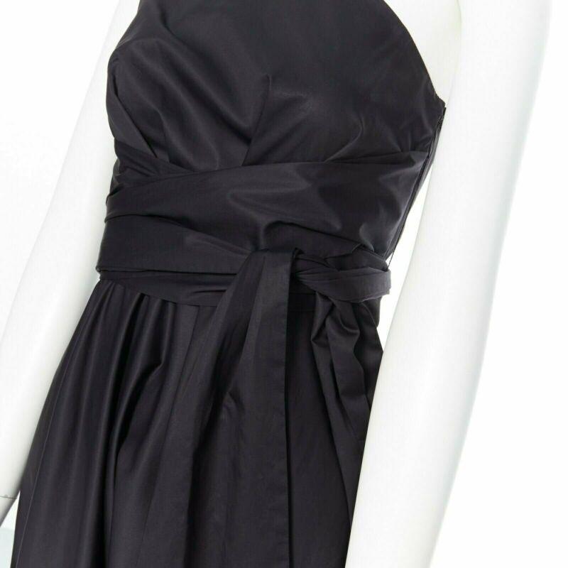 TIBI black cotton fit flare dress one shoulder asymmetrical pleat skirt US0 XS
Reference: LNKO/A01102
Brand: Tibi
Material: Cotton
Color: Black
Pattern: Solid
Closure: Zip
Extra Details: Fit and flare dress. High waisted. Shawl belt. Ruche pleating