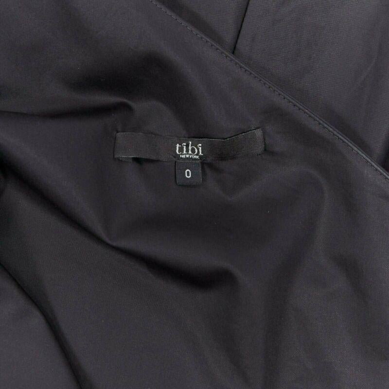 TIBI black cotton fit flare dress one shoulder asymmetrical pleat skirt US0 XS For Sale 3