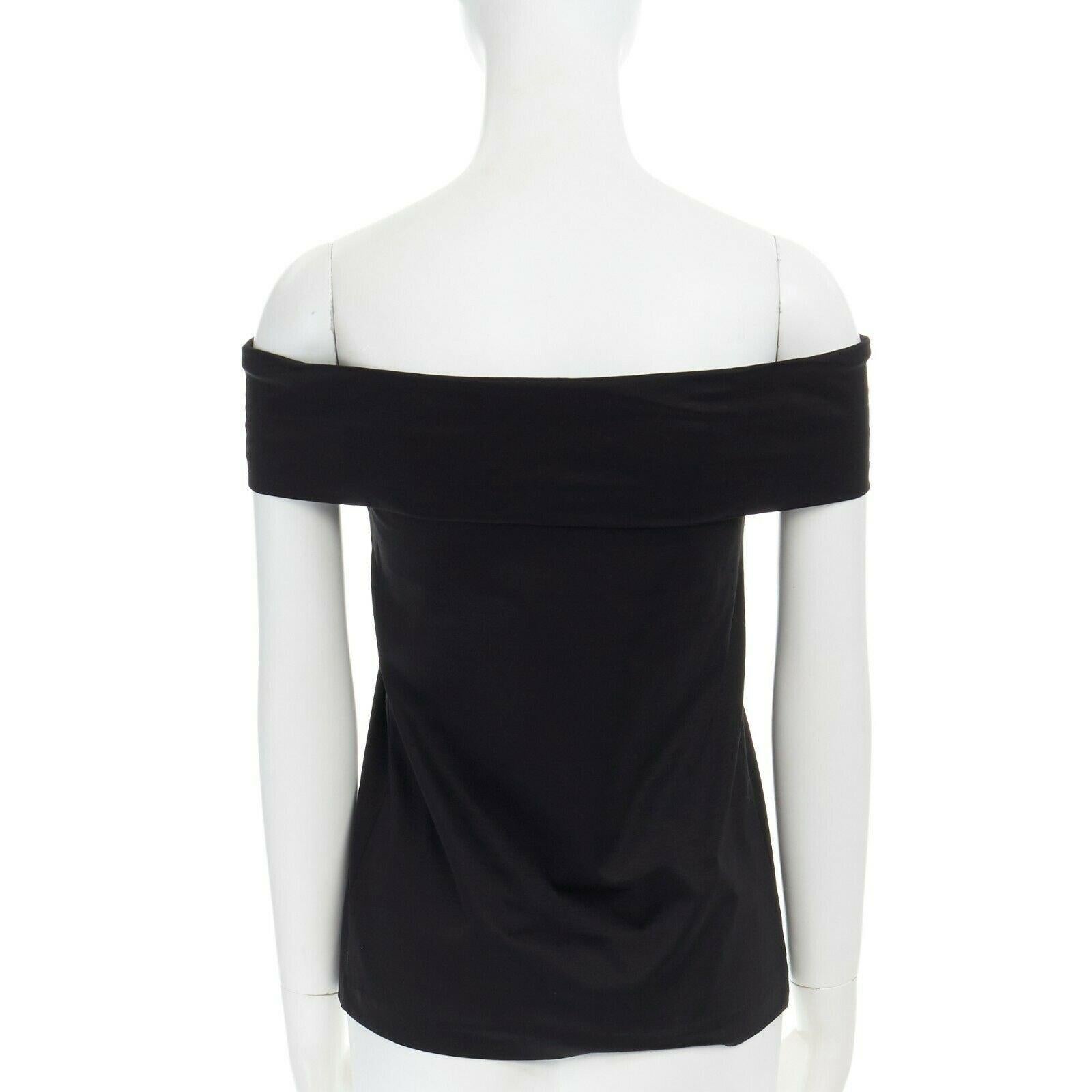 TIBI black cotton foldover off shoulder basic top 00 XS In Excellent Condition In Hong Kong, NT